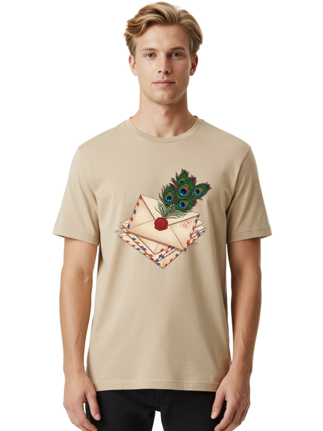 Envelope-With-Peacock-Feather Men'S Graphic Tee, 100% Cotton, Comfortable Casual Summer Wear, Machine Washable, Vintage Camera, Old Camera, Antique Camera, Black Camera, Classic Photography, Photography Equipment, Nostalgic Device, Baj464 29