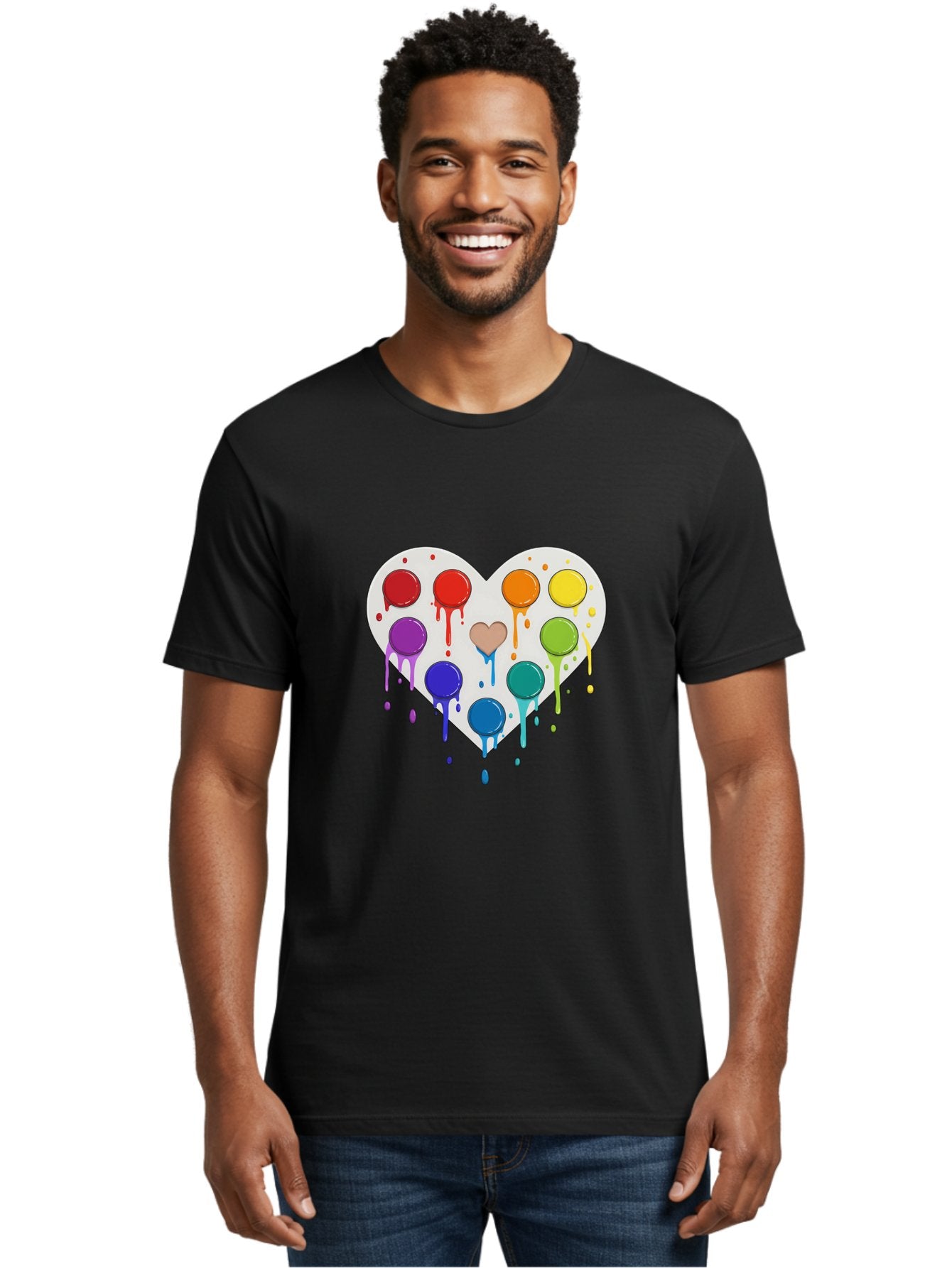 Heart-Paint-Palette Men'S Graphic Tee, 100% Cotton, Comfortable Casual Summer Wear, Machine Washable, Vintage Camera, Old Camera, Antique Camera, Black Camera, Classic Photography, Photography Equipment, Nostalgic Device, Film Camera, Baj490 17