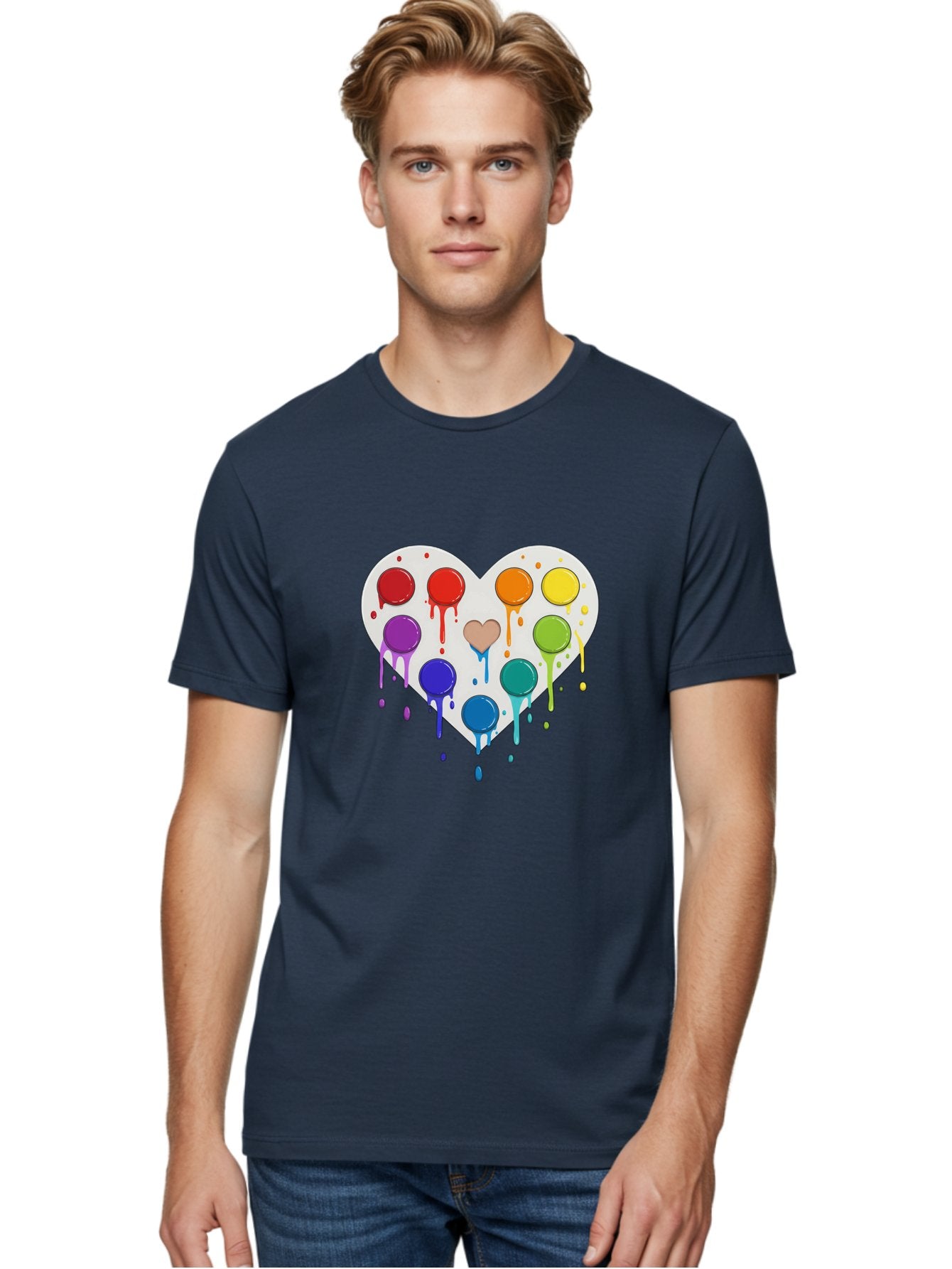 Heart-Paint-Palette Men'S Graphic Tee, 100% Cotton, Comfortable Casual Summer Wear, Machine Washable, Vintage Camera, Old Camera, Antique Camera, Black Camera, Classic Photography, Photography Equipment, Nostalgic Device, Film Camera, Baj490 18