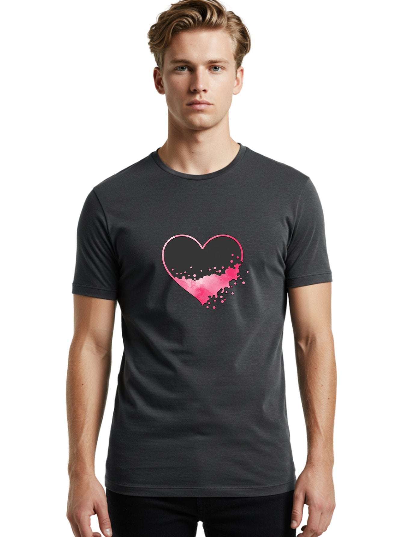 Heart-Splatter Men'S Graphic Tee, 100% Cotton, Comfortable Casual Summer Wear, Machine Washable, Vintage Camera, Old Camera, Antique Camera, Black Camera, Classic Photography, Photography Equipment, Nostalgic Device, Film Camera, Camera Art Baj493 21