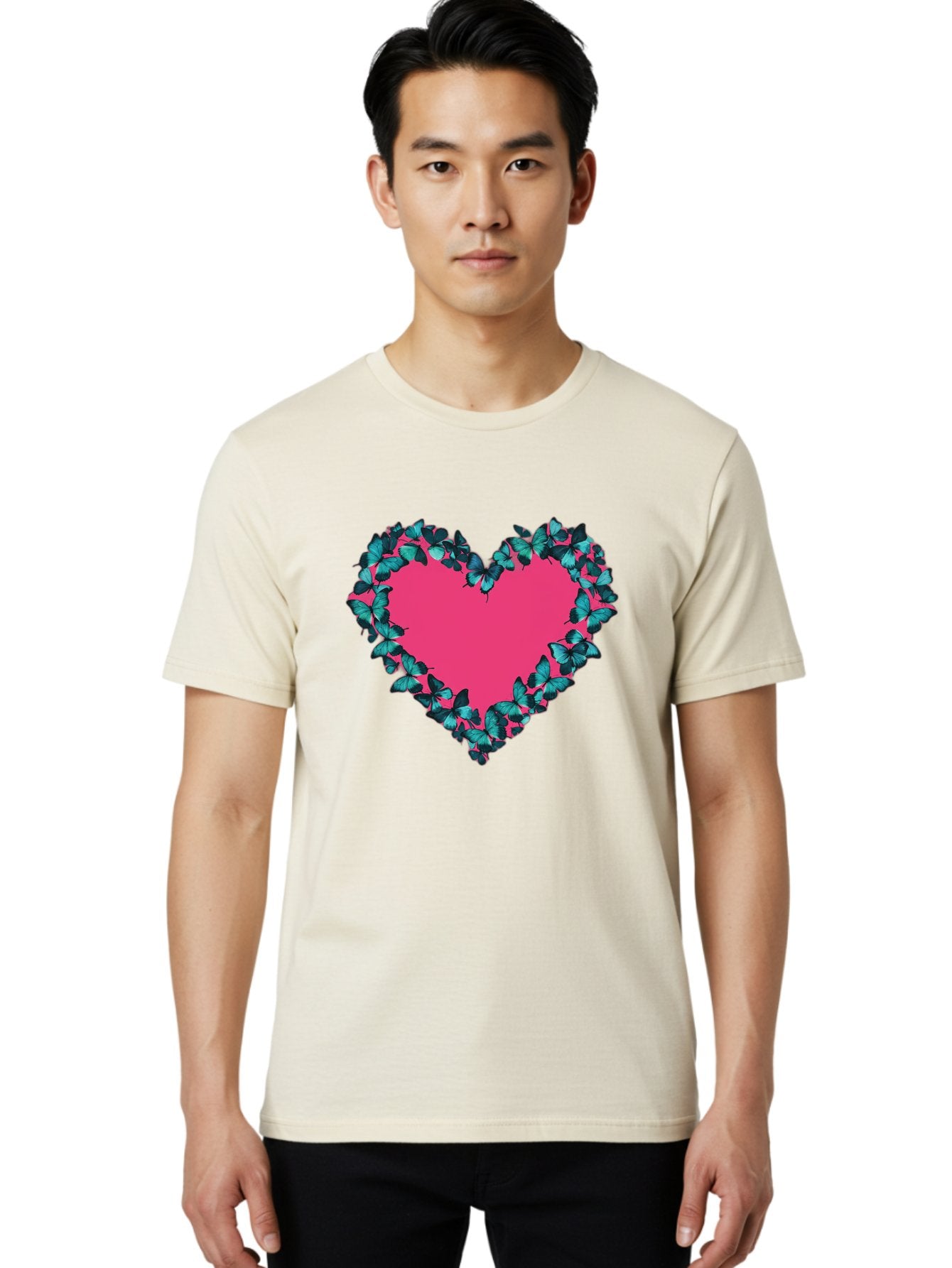 Heart-Surrounded-By-Butterflies Men'S Graphic Tee, 100% Cotton, Comfortable Casual Summer Wear, Machine Washable, Vintage Camera, Old Camera, Antique Camera, Black Camera, Classic Photography, Photography Equipment, Nostalgic Device, Baj494 28