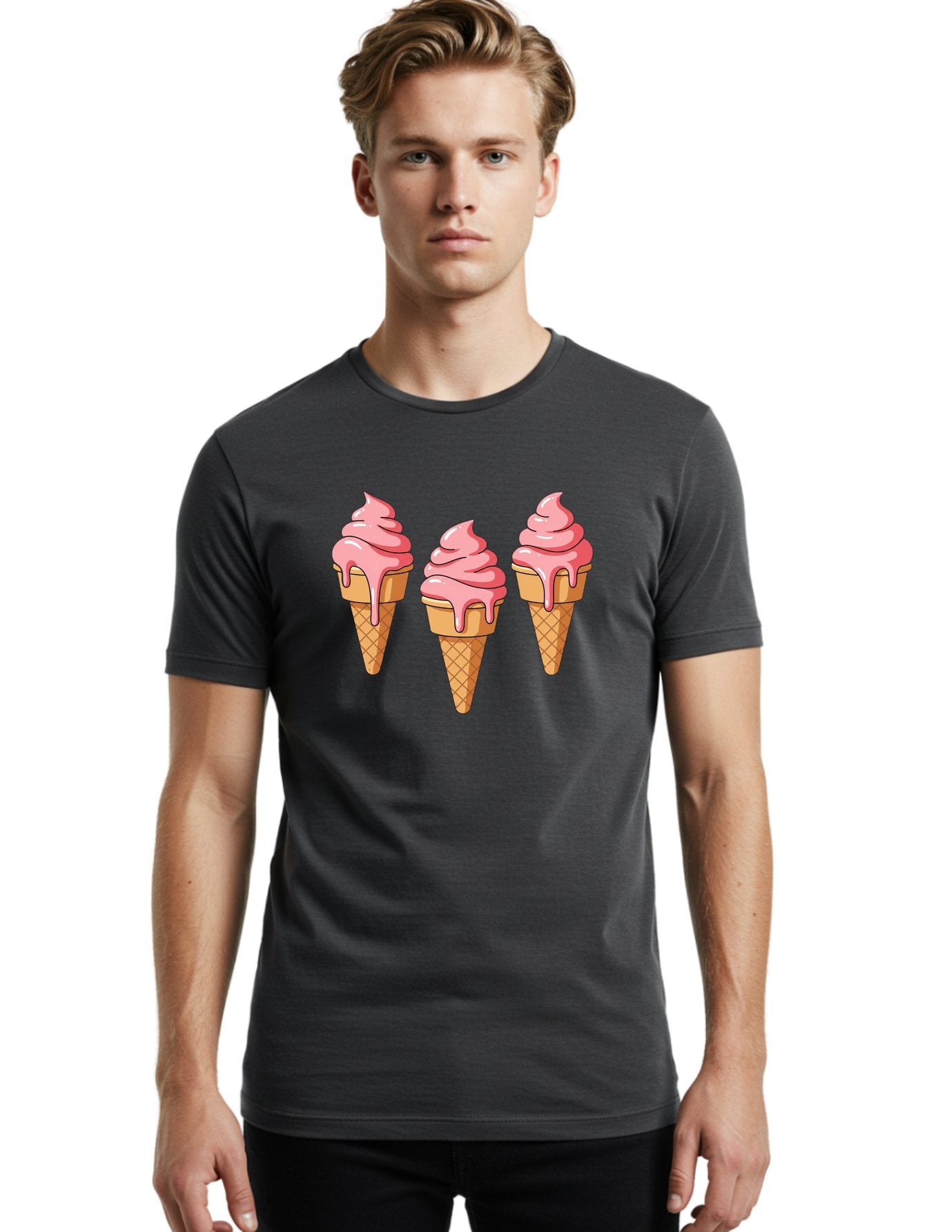 Ice-Cream-Cones-1 Men'S Graphic Tee, 100% Cotton, Comfortable Casual Summer Wear, Machine Washable, Vintage Camera, Old Camera, Antique Camera, Black Camera, Classic Photography, Photography Equipment, Nostalgic Device, Film Camera, Camera Art Baj504 16