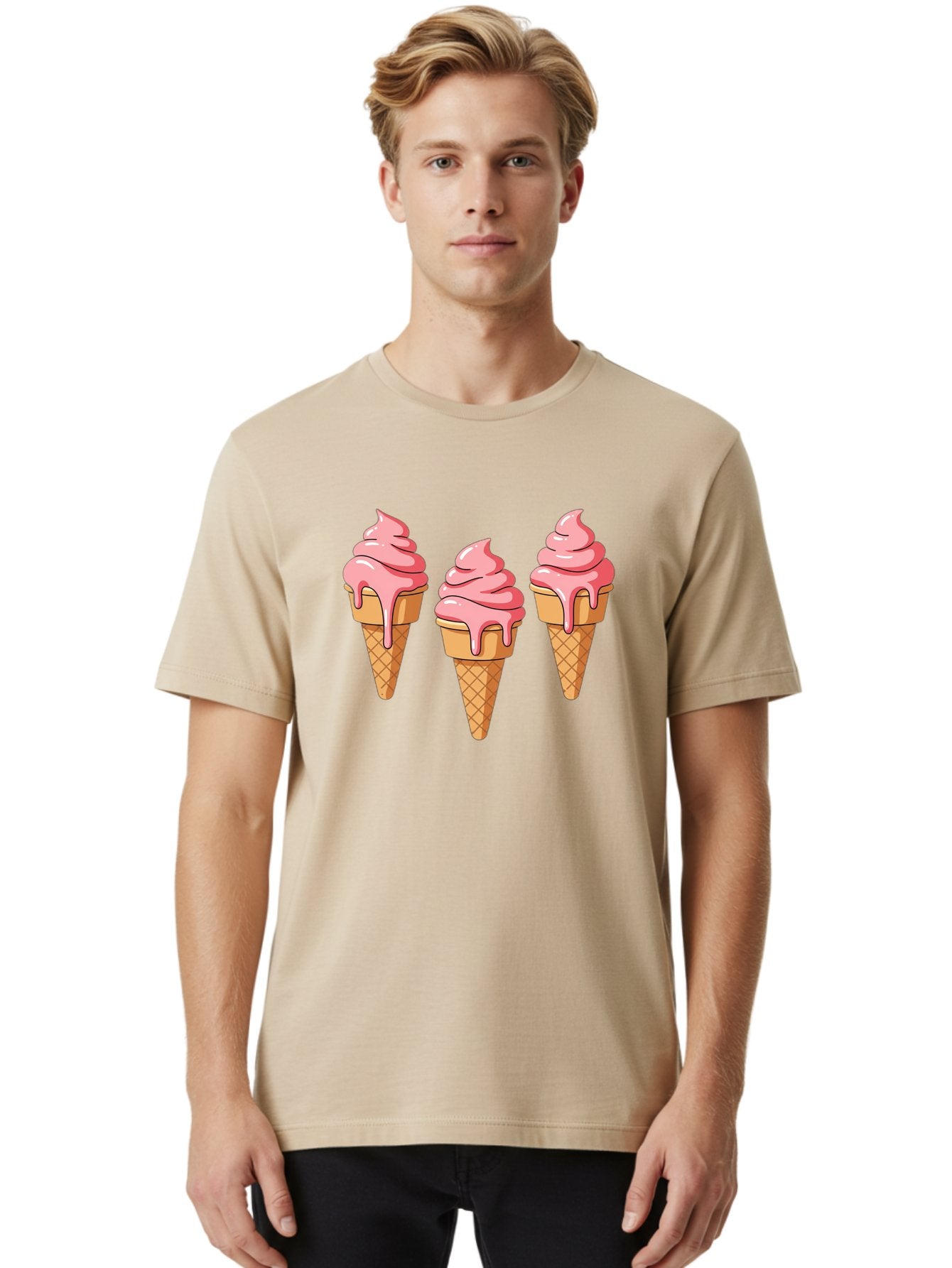 Ice-Cream-Cones-1 Men'S Graphic Tee, 100% Cotton, Comfortable Casual Summer Wear, Machine Washable, Vintage Camera, Old Camera, Antique Camera, Black Camera, Classic Photography, Photography Equipment, Nostalgic Device, Film Camera, Camera Art Baj504 21