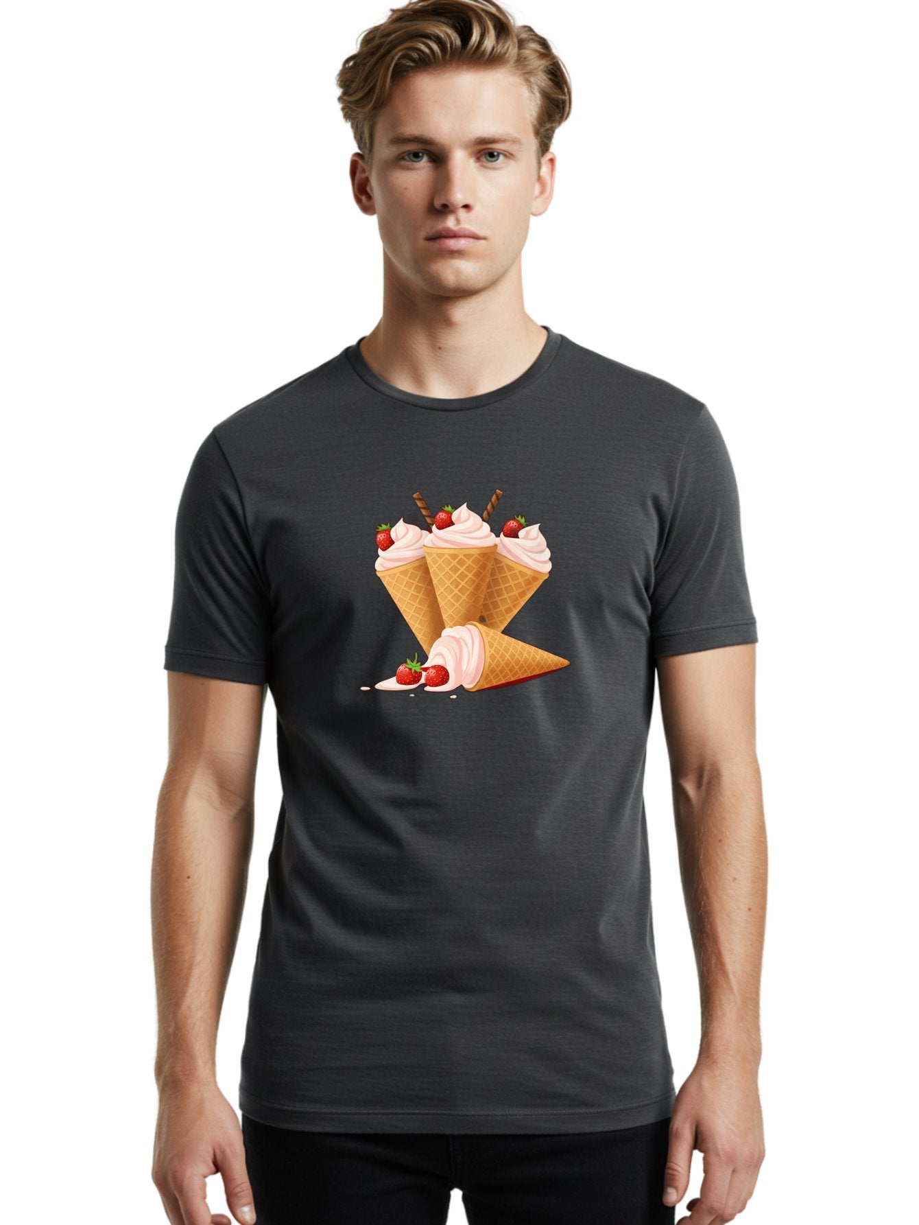 Ice-Cream-Cones-2 Men'S Graphic Tee, 100% Cotton, Comfortable Casual Summer Wear, Machine Washable, Vintage Camera, Old Camera, Antique Camera, Black Camera, Classic Photography, Photography Equipment, Nostalgic Device, Film Camera, Camera Art Baj505 30