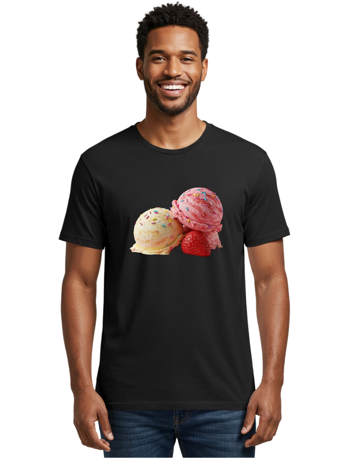 Ice-Cream-Scoops-With-Sprinkles Men'S Graphic Tee, 100% Cotton, Comfortable Casual Summer Wear, Machine Washable, Vintage Camera, Old Camera, Antique Camera, Black Camera, Classic Photography, Photography Equipment, Nostalgic Device, Baj510 29