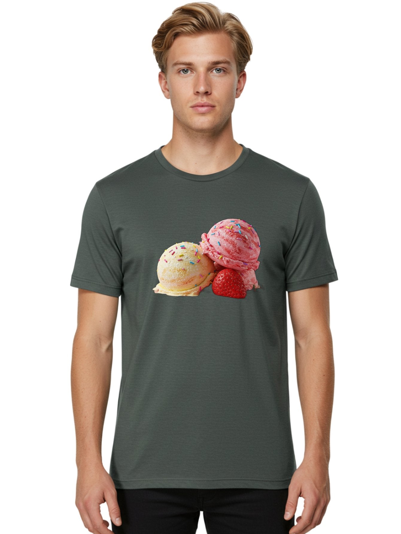 Ice-Cream-Scoops-With-Sprinkles Men'S Graphic Tee, 100% Cotton, Comfortable Casual Summer Wear, Machine Washable, Vintage Camera, Old Camera, Antique Camera, Black Camera, Classic Photography, Photography Equipment, Nostalgic Device, Baj510 18