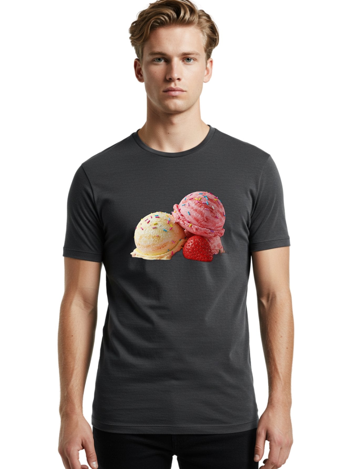 Ice-Cream-Scoops-With-Sprinkles Men'S Graphic Tee, 100% Cotton, Comfortable Casual Summer Wear, Machine Washable, Vintage Camera, Old Camera, Antique Camera, Black Camera, Classic Photography, Photography Equipment, Nostalgic Device, Baj510 21