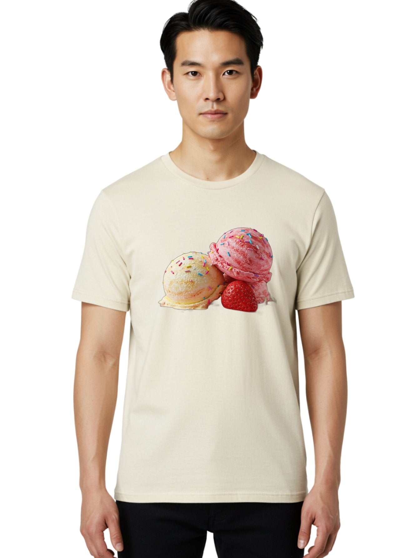 Ice-Cream-Scoops-With-Sprinkles Men'S Graphic Tee, 100% Cotton, Comfortable Casual Summer Wear, Machine Washable, Vintage Camera, Old Camera, Antique Camera, Black Camera, Classic Photography, Photography Equipment, Nostalgic Device, Baj510 25