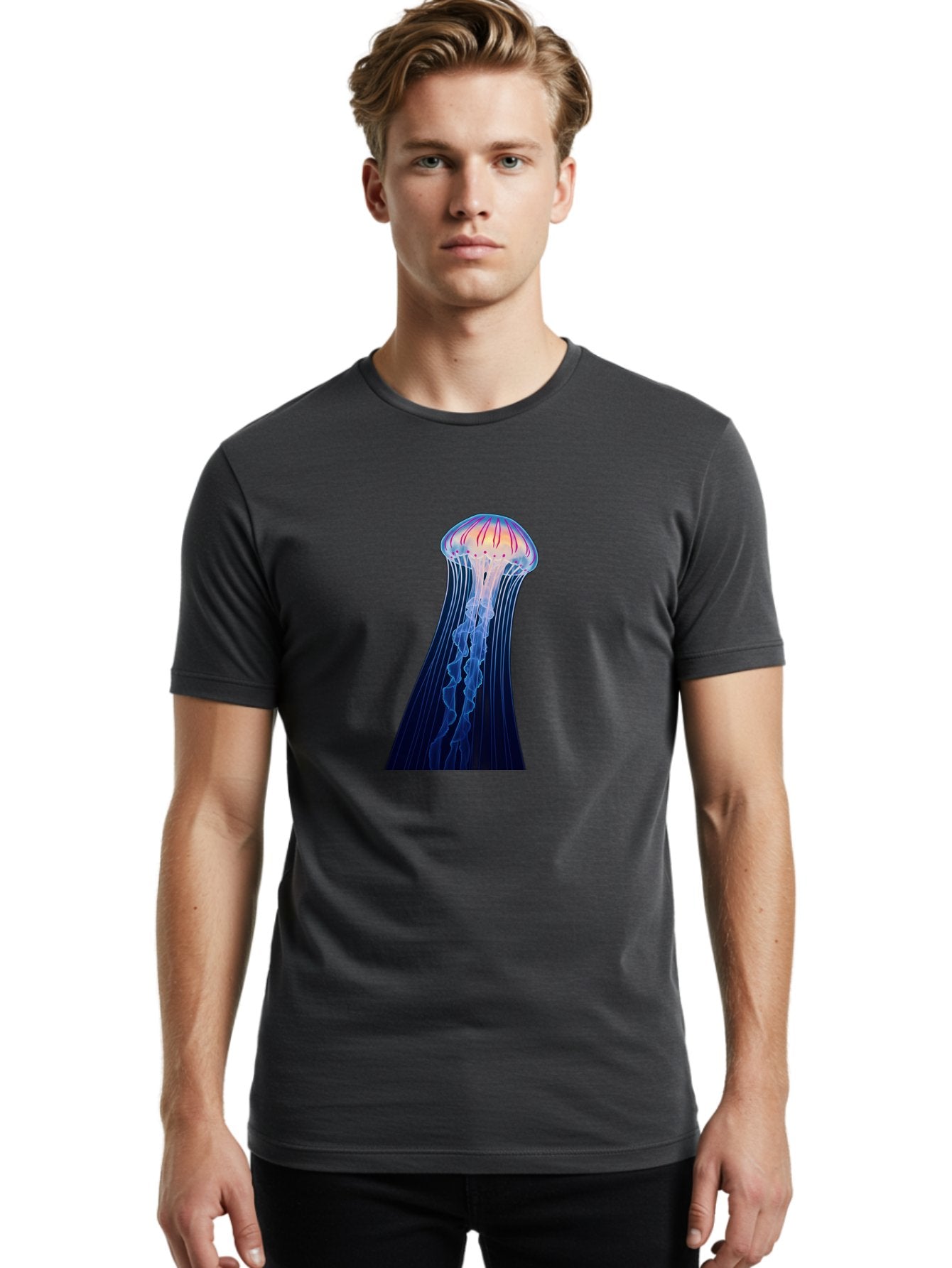 Jellyfish-Illustration Men'S Graphic Tee, 100% Cotton, Comfortable Casual Summer Wear, Machine Washable, Vintage Camera, Old Camera, Antique Camera, Black Camera, Classic Photography, Photography Equipment, Nostalgic Device, Film Camera, Baj524 28