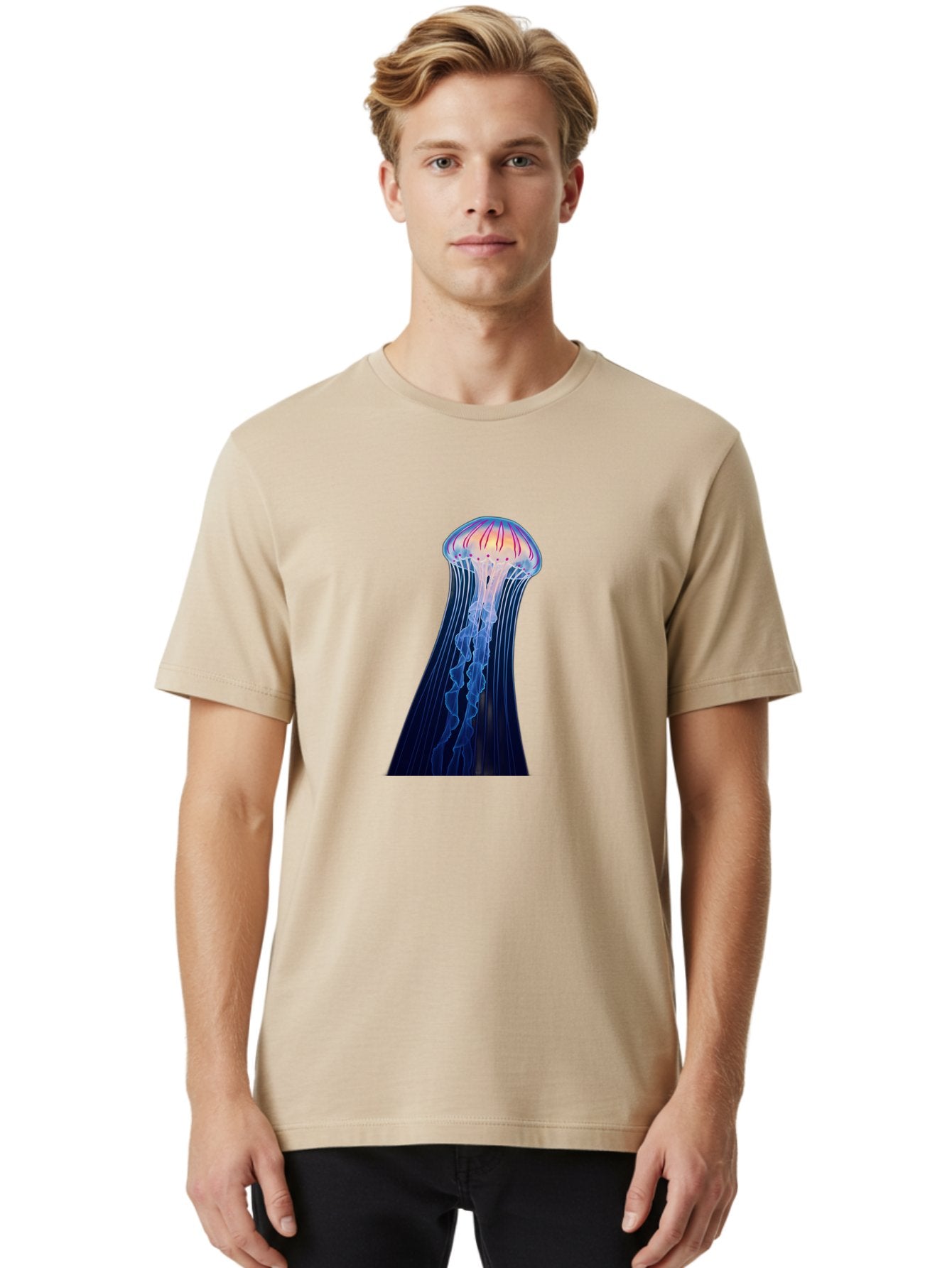 Jellyfish-Illustration Men'S Graphic Tee, 100% Cotton, Comfortable Casual Summer Wear, Machine Washable, Vintage Camera, Old Camera, Antique Camera, Black Camera, Classic Photography, Photography Equipment, Nostalgic Device, Film Camera, Baj524 25
