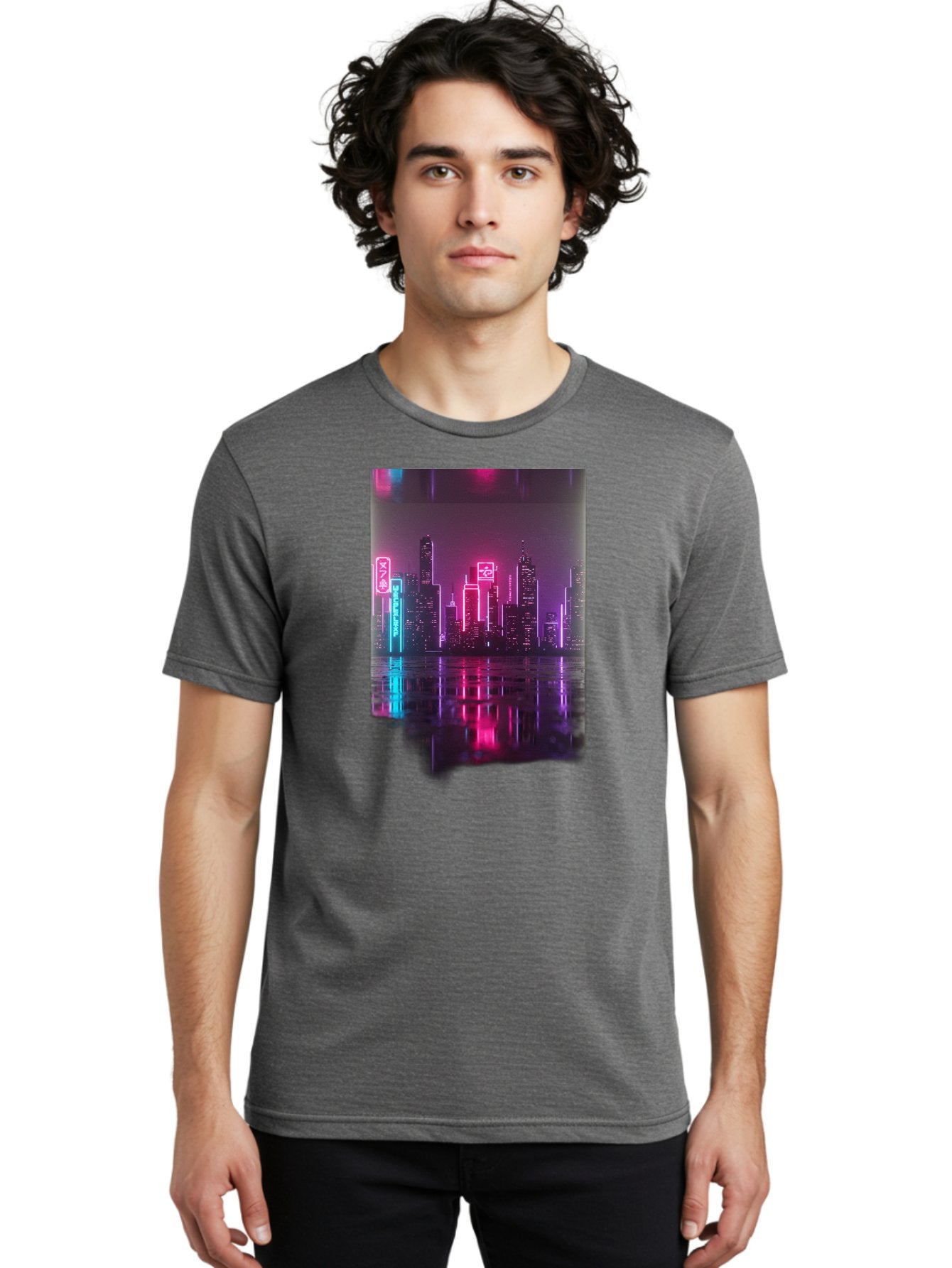 Neon-Cityscape Men'S Graphic Tee, 100% Cotton, Comfortable Casual Summer Wear, Machine Washable, Vintage Camera, Old Camera, Antique Camera, Black Camera, Classic Photography, Photography Equipment, Nostalgic Device, Film Camera, Camera Art Baj596 24