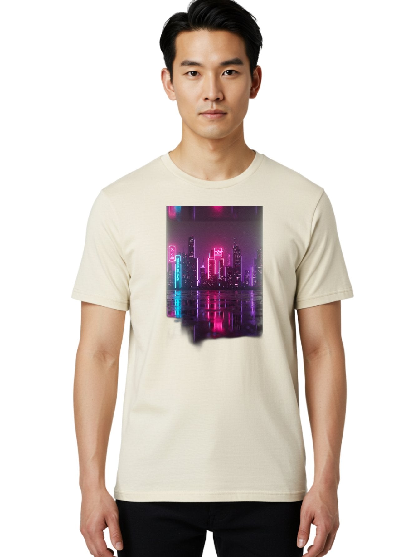 Neon-Cityscape Men'S Graphic Tee, 100% Cotton, Comfortable Casual Summer Wear, Machine Washable, Vintage Camera, Old Camera, Antique Camera, Black Camera, Classic Photography, Photography Equipment, Nostalgic Device, Film Camera, Camera Art Baj596 17
