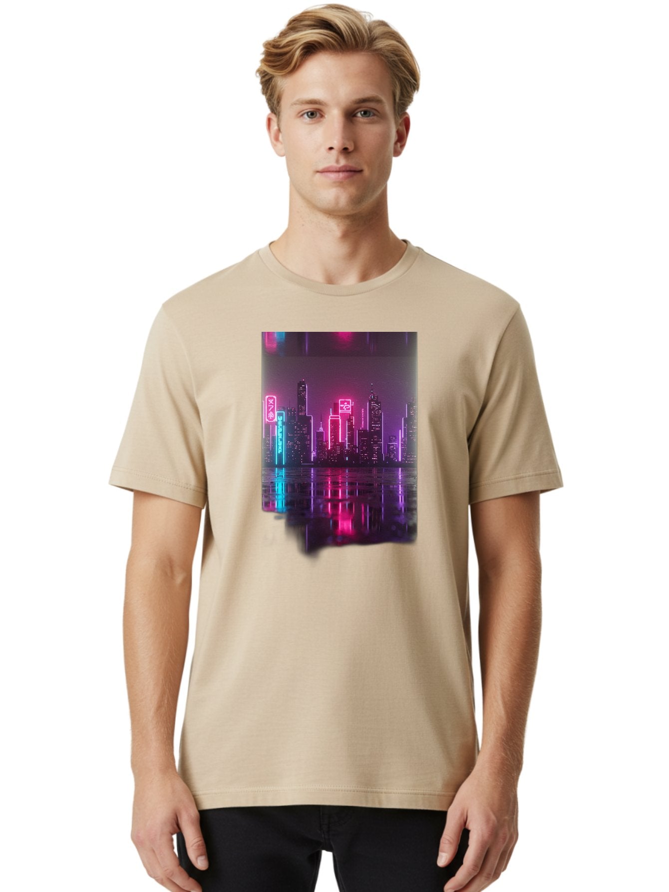 Neon-Cityscape Men'S Graphic Tee, 100% Cotton, Comfortable Casual Summer Wear, Machine Washable, Vintage Camera, Old Camera, Antique Camera, Black Camera, Classic Photography, Photography Equipment, Nostalgic Device, Film Camera, Camera Art Baj596 28
