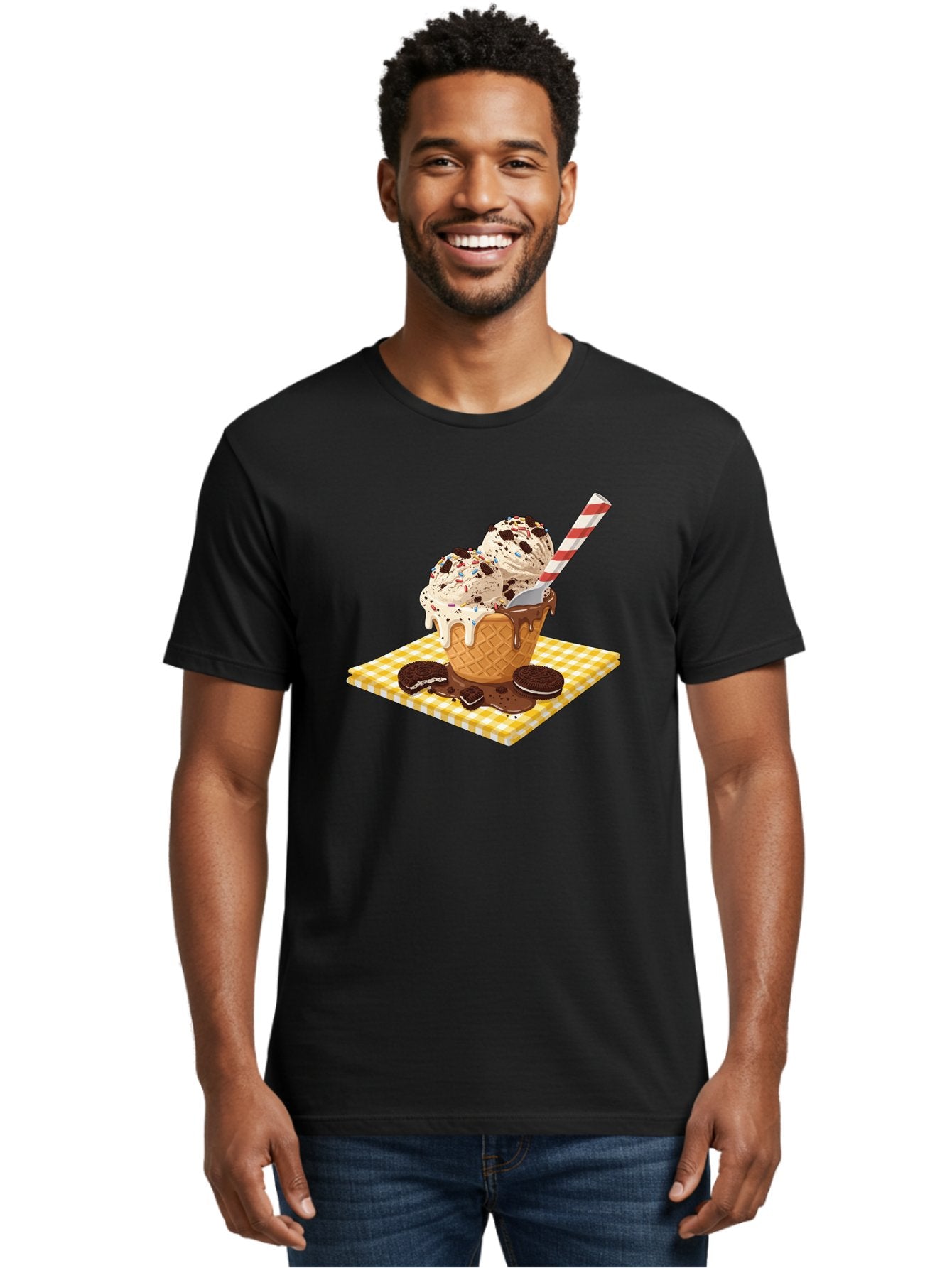 Oreo-Ice-Cream Men'S Graphic Tee, 100% Cotton, Comfortable Casual Summer Wear, Machine Washable, Vintage Camera, Old Camera, Antique Camera, Black Camera, Classic Photography, Photography Equipment, Nostalgic Device, Film Camera, Camera Art Baj605 29