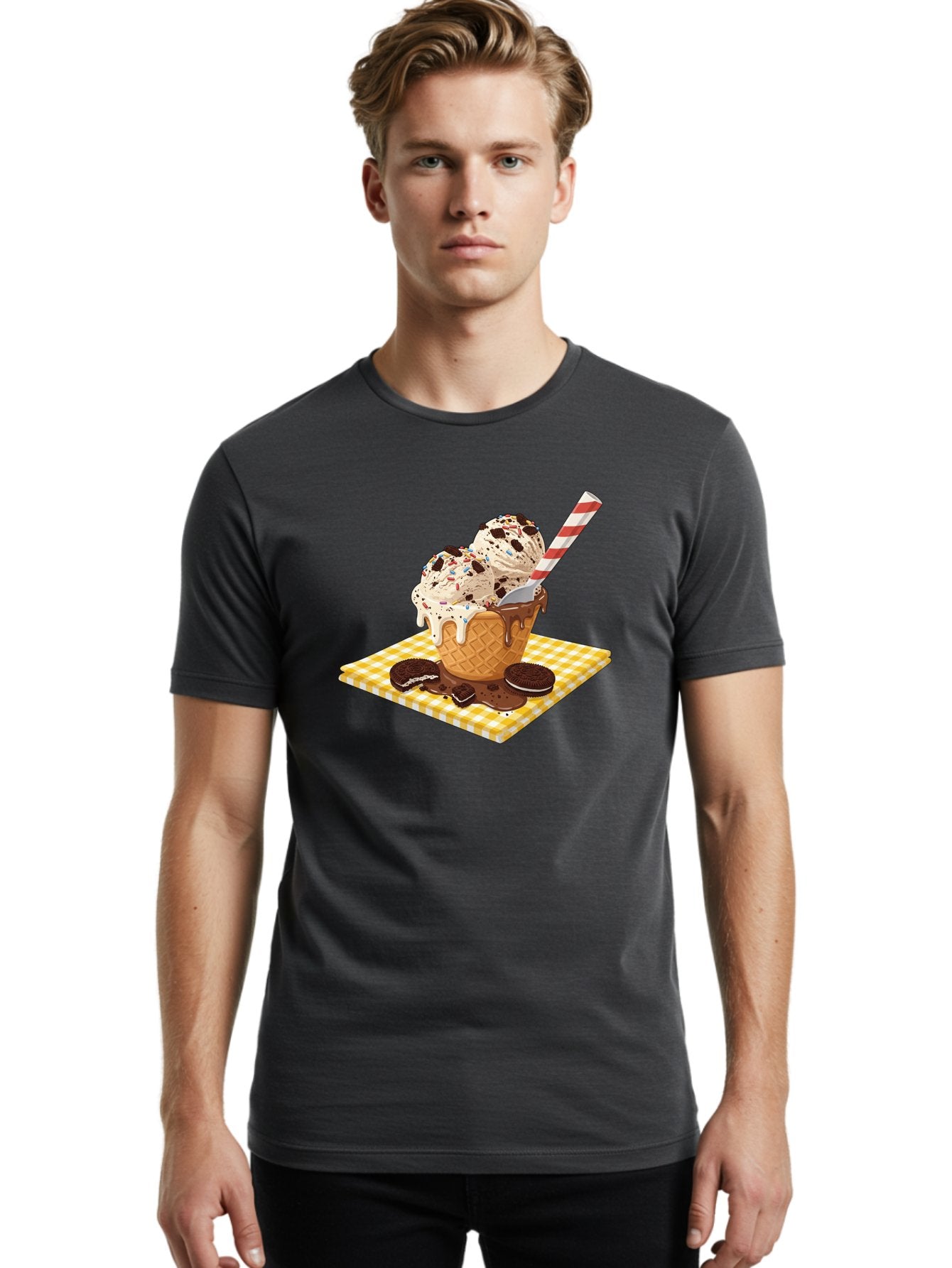 Oreo-Ice-Cream Men'S Graphic Tee, 100% Cotton, Comfortable Casual Summer Wear, Machine Washable, Vintage Camera, Old Camera, Antique Camera, Black Camera, Classic Photography, Photography Equipment, Nostalgic Device, Film Camera, Camera Art Baj605 16