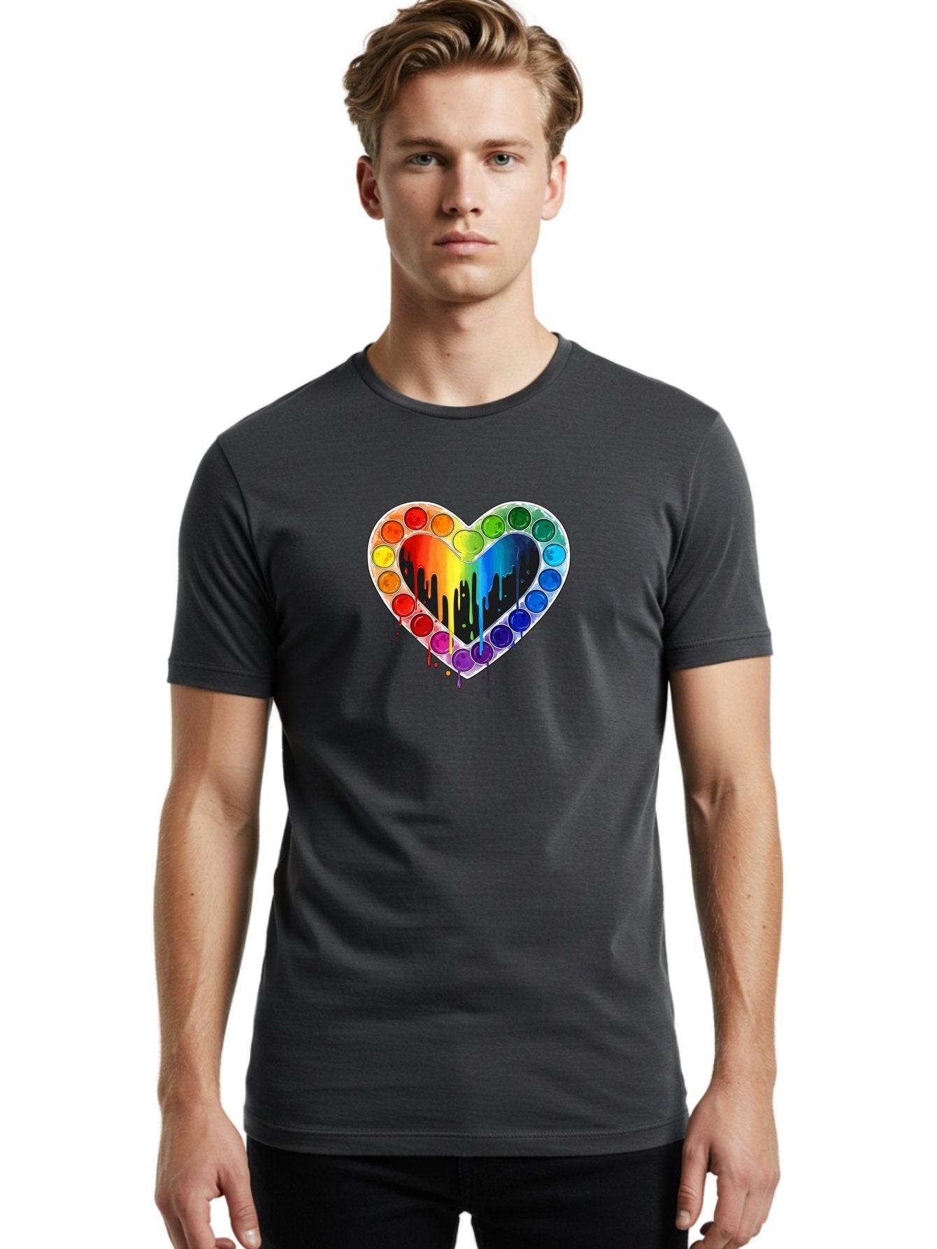 Paint-Palette-Heart Men'S Graphic Tee, 100% Cotton, Comfortable Casual Summer Wear, Machine Washable, Vintage Camera, Old Camera, Antique Camera, Black Camera, Classic Photography, Photography Equipment, Nostalgic Device, Film Camera, Baj607 30