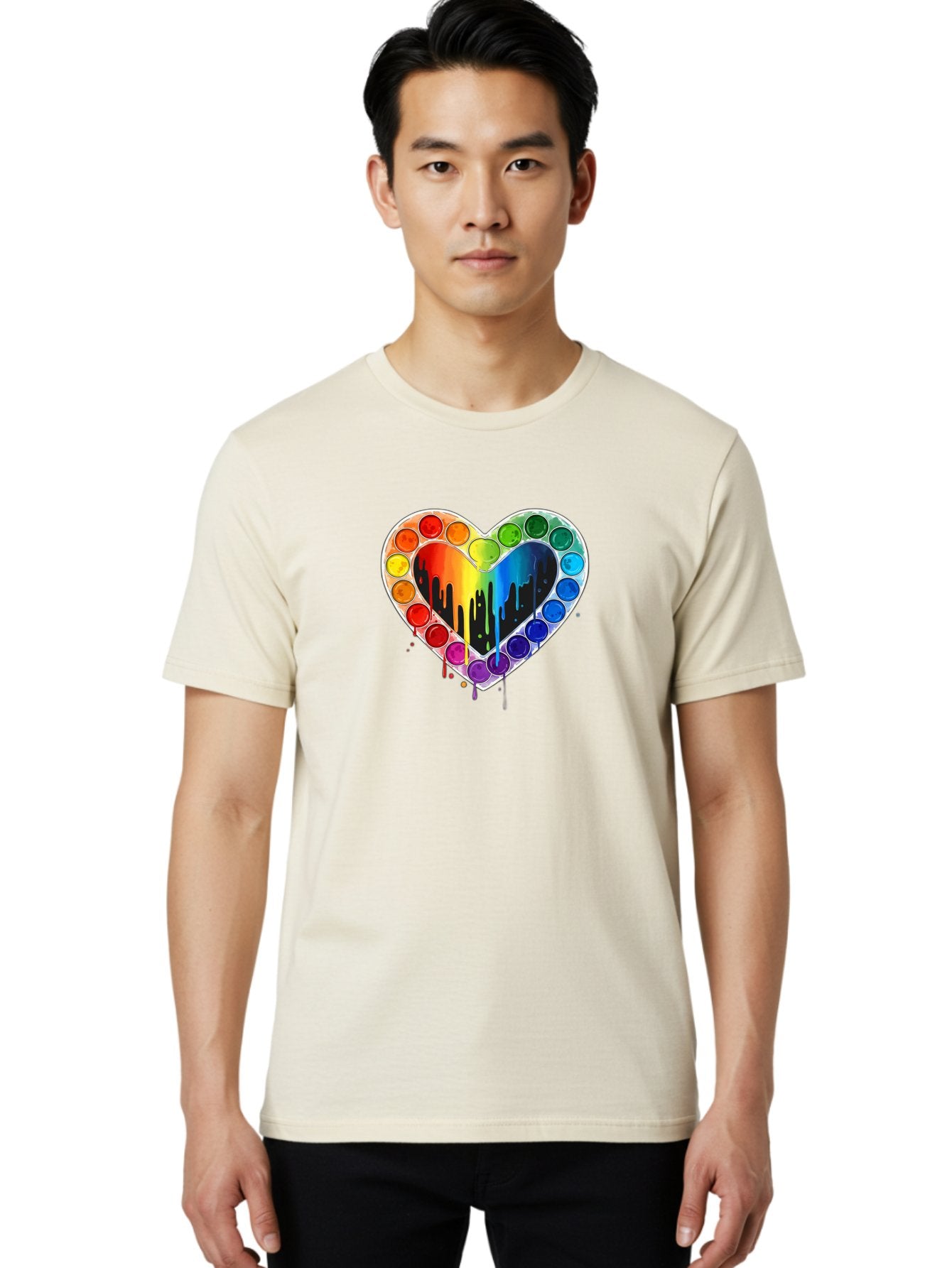 Paint-Palette-Heart Men'S Graphic Tee, 100% Cotton, Comfortable Casual Summer Wear, Machine Washable, Vintage Camera, Old Camera, Antique Camera, Black Camera, Classic Photography, Photography Equipment, Nostalgic Device, Film Camera, Baj607 21