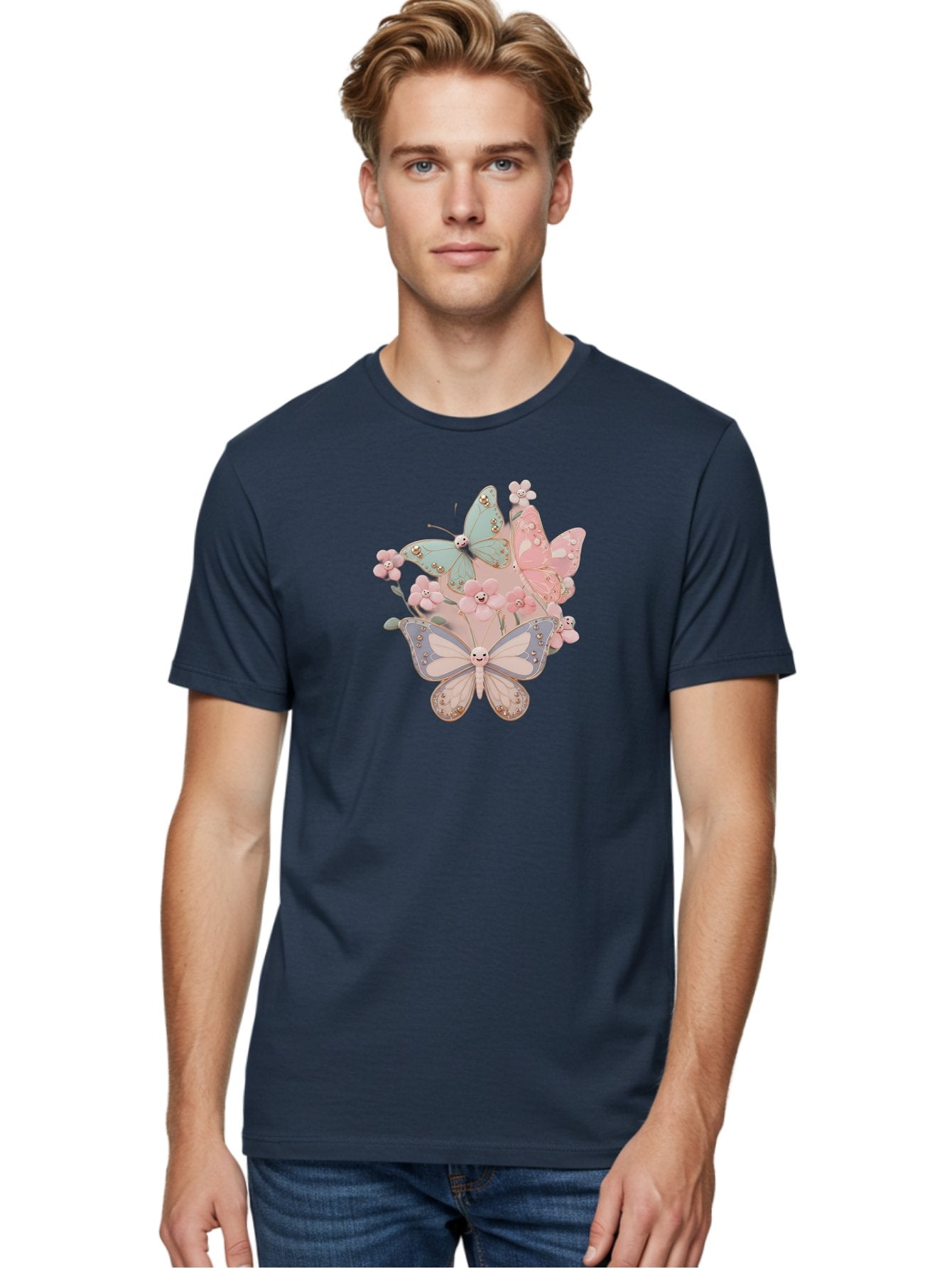 Pastel-Butterflies Men'S Graphic Tee, 100% Cotton, Comfortable Casual Summer Wear, Machine Washable, Vintage Camera, Old Camera, Antique Camera, Black Camera, Classic Photography, Photography Equipment, Nostalgic Device, Film Camera, Baj614 16