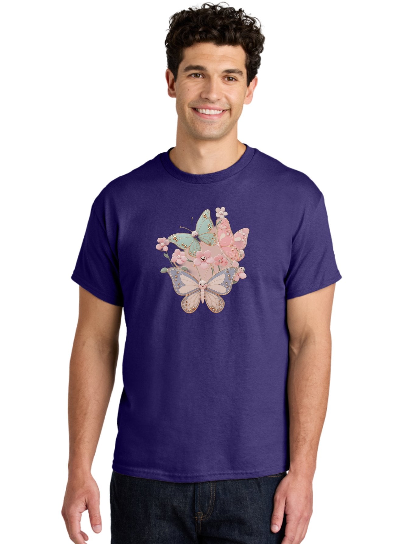 Pastel-Butterflies Men'S Graphic Tee, 100% Cotton, Comfortable Casual Summer Wear, Machine Washable, Vintage Camera, Old Camera, Antique Camera, Black Camera, Classic Photography, Photography Equipment, Nostalgic Device, Film Camera, Baj614 21