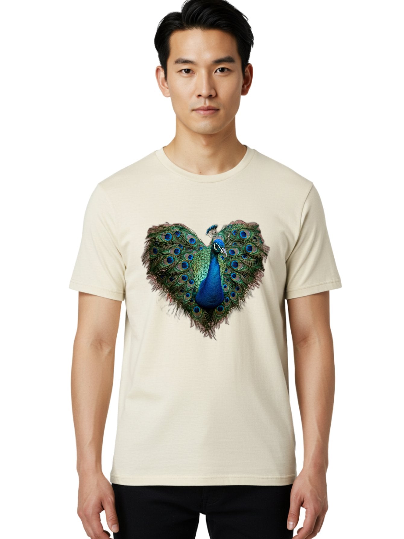 Peacock-Heart Men'S Graphic Tee, 100% Cotton, Comfortable Casual Summer Wear, Machine Washable, Vintage Camera, Old Camera, Antique Camera, Black Camera, Classic Photography, Photography Equipment, Nostalgic Device, Film Camera, Camera Art Baj633 24