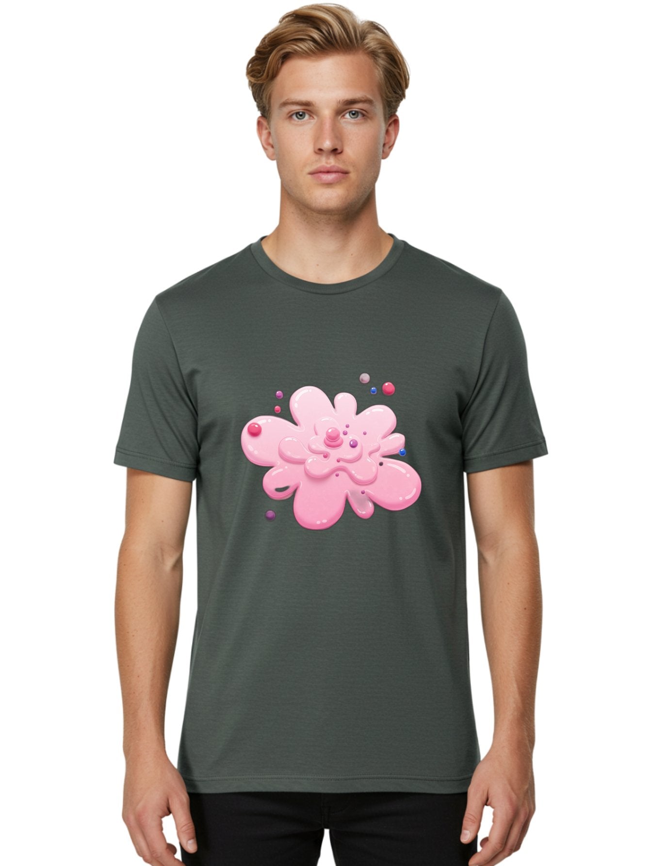 Pink-Droplet-Flower Men'S Graphic Tee, 100% Cotton, Comfortable Casual Summer Wear, Machine Washable, Vintage Camera, Old Camera, Antique Camera, Black Camera, Classic Photography, Photography Equipment, Nostalgic Device, Film Camera, Baj668 29