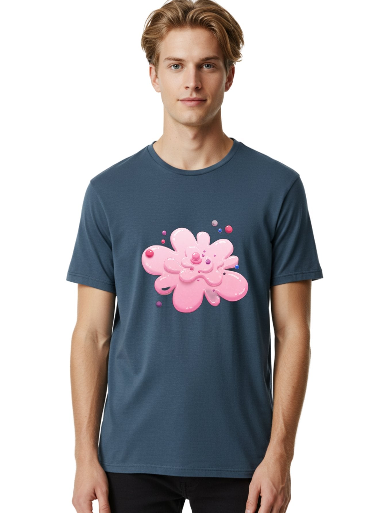 Pink-Droplet-Flower Men'S Graphic Tee, 100% Cotton, Comfortable Casual Summer Wear, Machine Washable, Vintage Camera, Old Camera, Antique Camera, Black Camera, Classic Photography, Photography Equipment, Nostalgic Device, Film Camera, Baj668 22