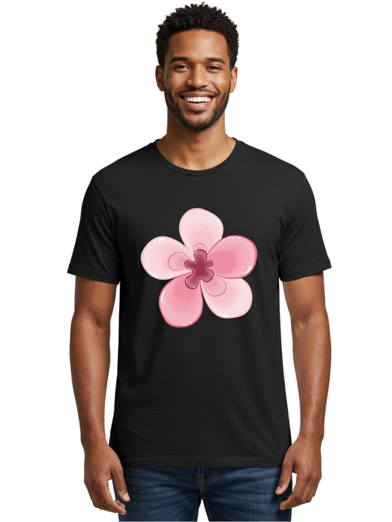 Pink-Flower-1 Men'S Graphic Tee, 100% Cotton, Comfortable Casual Summer Wear, Machine Washable, Vintage Camera, Old Camera, Antique Camera, Black Camera, Classic Photography, Photography Equipment, Nostalgic Device, Film Camera, Camera Art Baj669 24