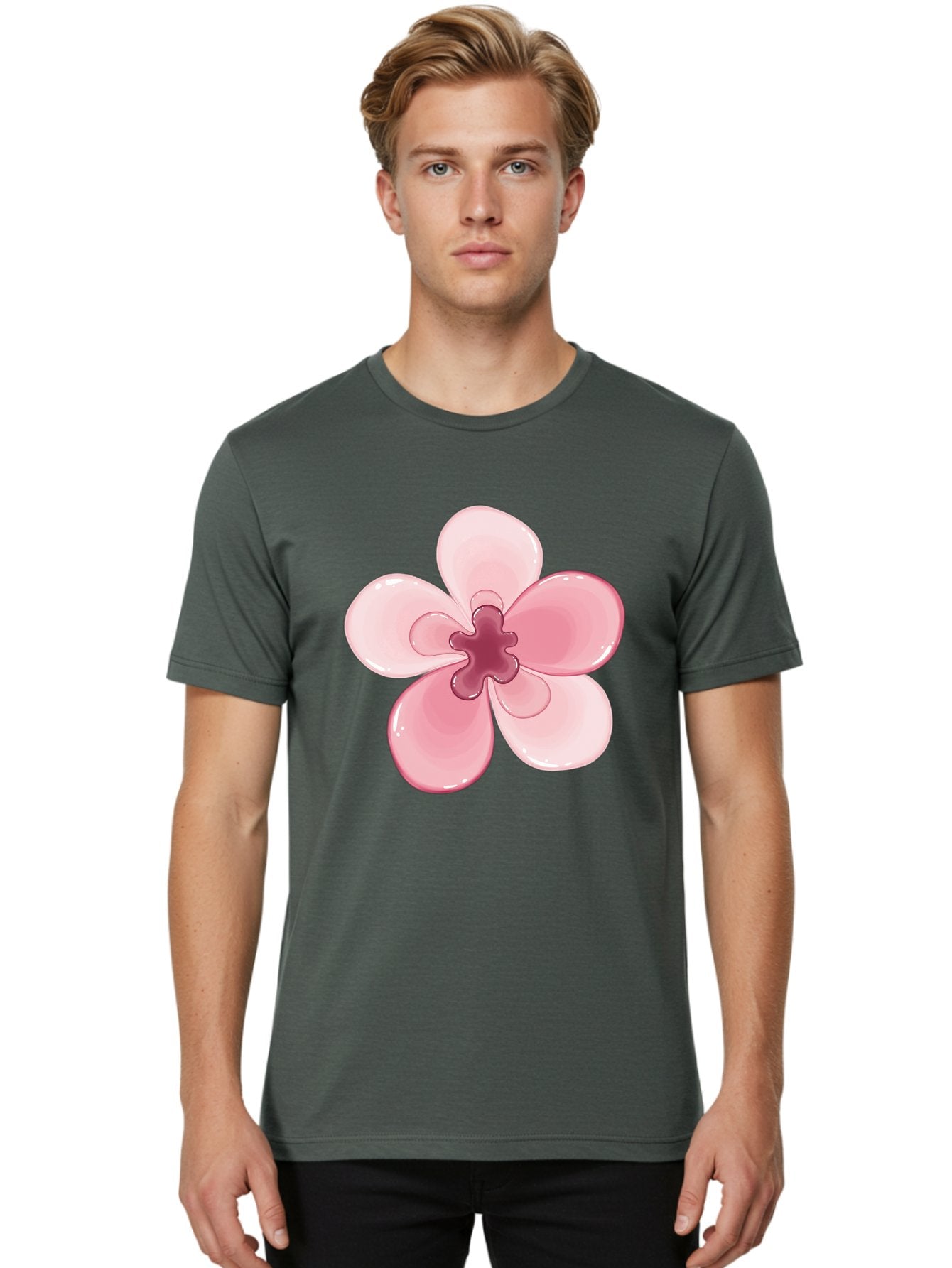 Pink-Flower-1 Men'S Graphic Tee, 100% Cotton, Comfortable Casual Summer Wear, Machine Washable, Vintage Camera, Old Camera, Antique Camera, Black Camera, Classic Photography, Photography Equipment, Nostalgic Device, Film Camera, Camera Art Baj669 16