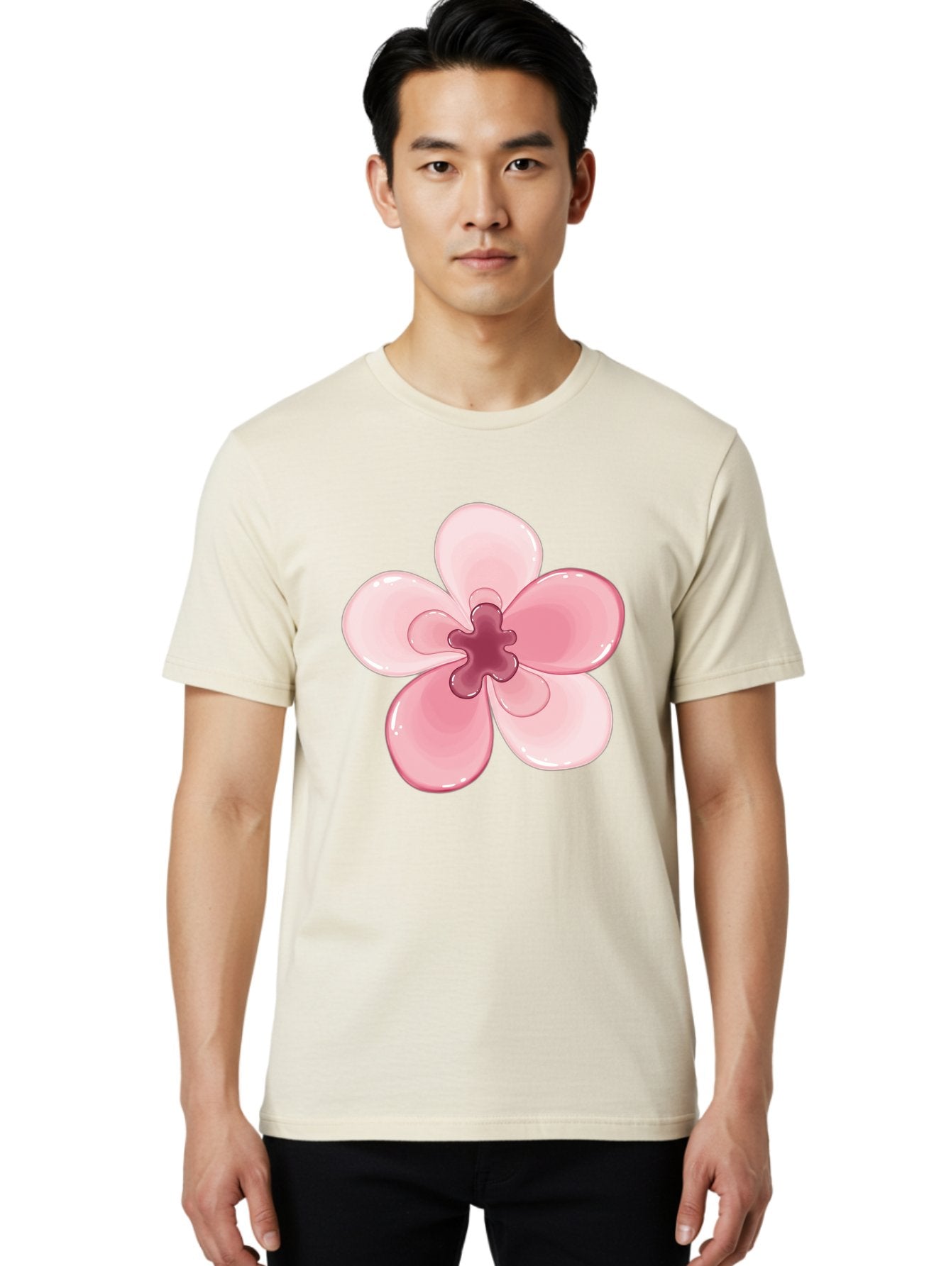 Pink-Flower-1 Men'S Graphic Tee, 100% Cotton, Comfortable Casual Summer Wear, Machine Washable, Vintage Camera, Old Camera, Antique Camera, Black Camera, Classic Photography, Photography Equipment, Nostalgic Device, Film Camera, Camera Art Baj669 17
