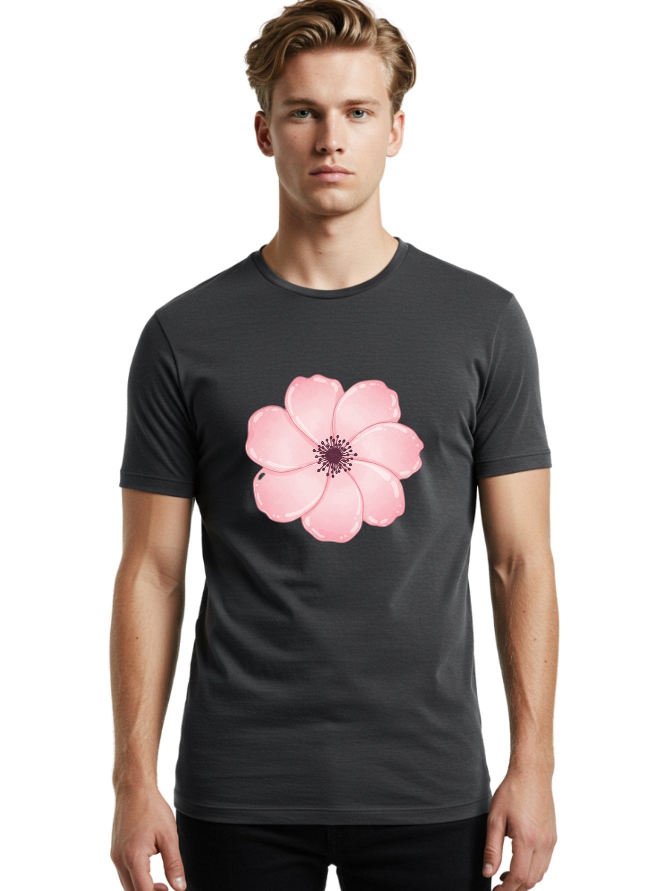 Pink-Flower Men'S Graphic Tee, 100% Cotton, Comfortable Casual Summer Wear, Machine Washable, Vintage Camera, Old Camera, Antique Camera, Black Camera, Classic Photography, Photography Equipment, Nostalgic Device, Film Camera, Camera Art Baj670 20