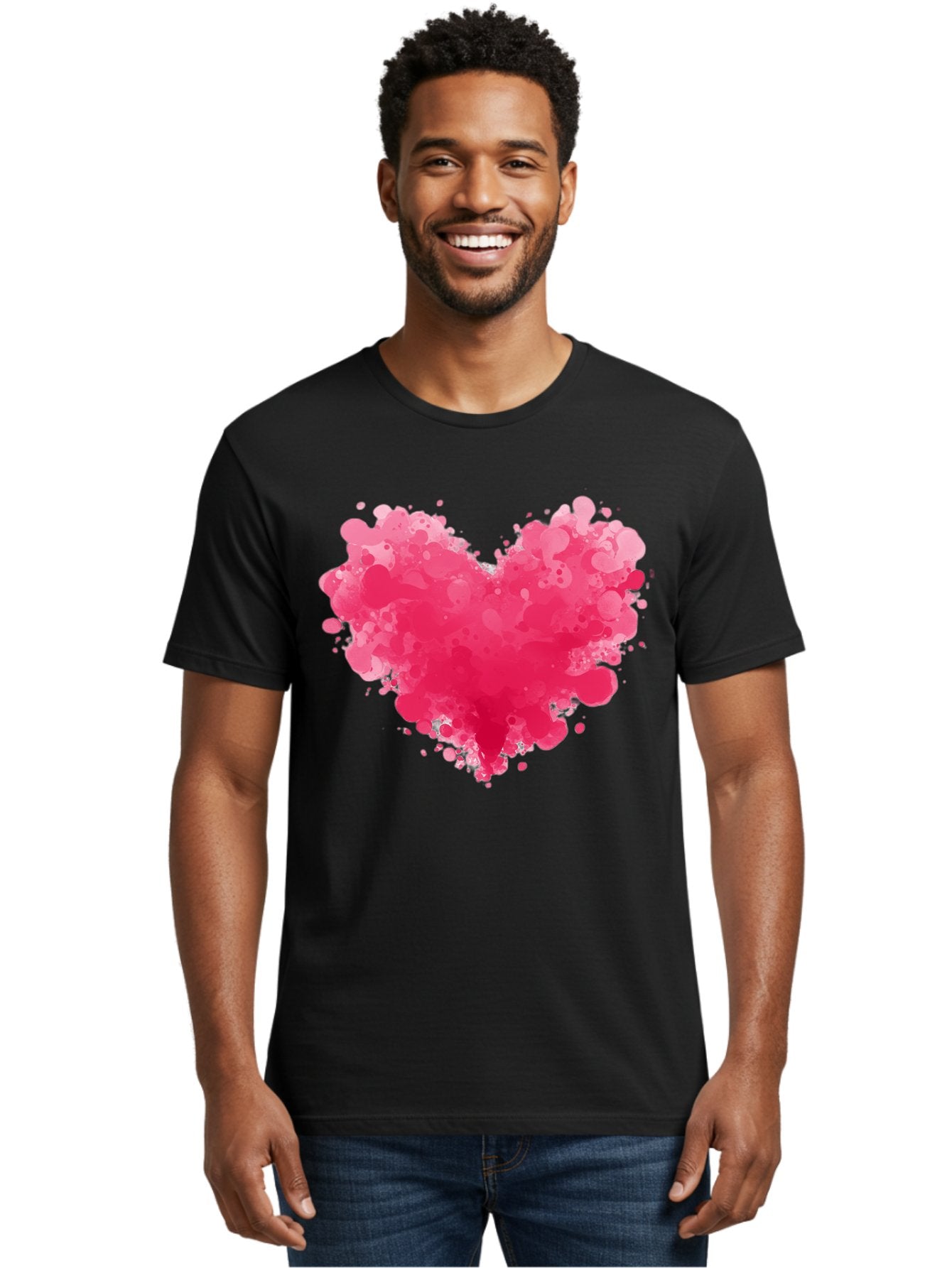Pink-Heart-Splatter Men'S Graphic Tee, 100% Cotton, Comfortable Casual Summer Wear, Machine Washable, Vintage Camera, Old Camera, Antique Camera, Black Camera, Classic Photography, Photography Equipment, Nostalgic Device, Film Camera, Baj683 19