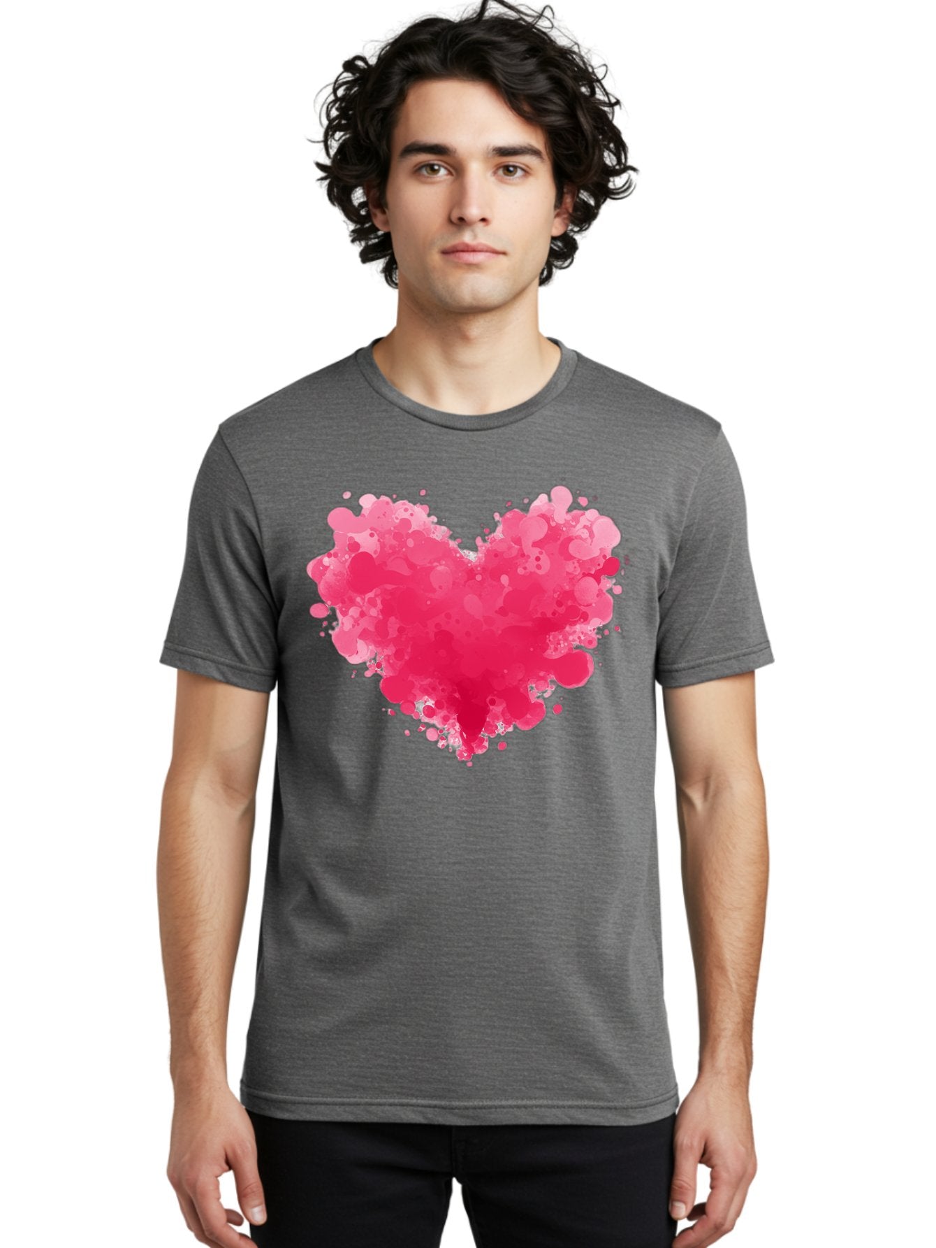 Pink-Heart-Splatter Men'S Graphic Tee, 100% Cotton, Comfortable Casual Summer Wear, Machine Washable, Vintage Camera, Old Camera, Antique Camera, Black Camera, Classic Photography, Photography Equipment, Nostalgic Device, Film Camera, Baj683 22