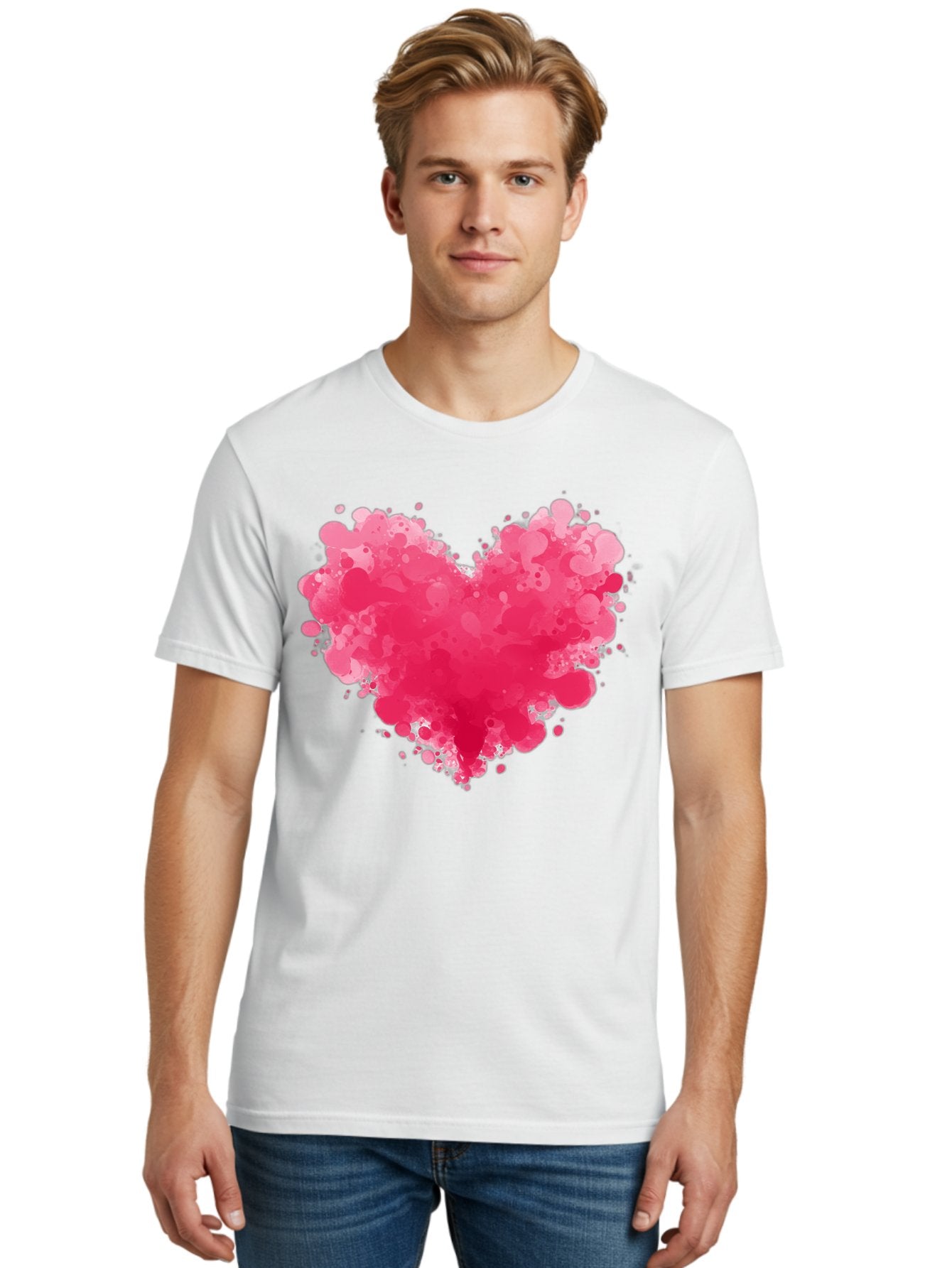 Pink-Heart-Splatter Men'S Graphic Tee, 100% Cotton, Comfortable Casual Summer Wear, Machine Washable, Vintage Camera, Old Camera, Antique Camera, Black Camera, Classic Photography, Photography Equipment, Nostalgic Device, Film Camera, Baj683 18