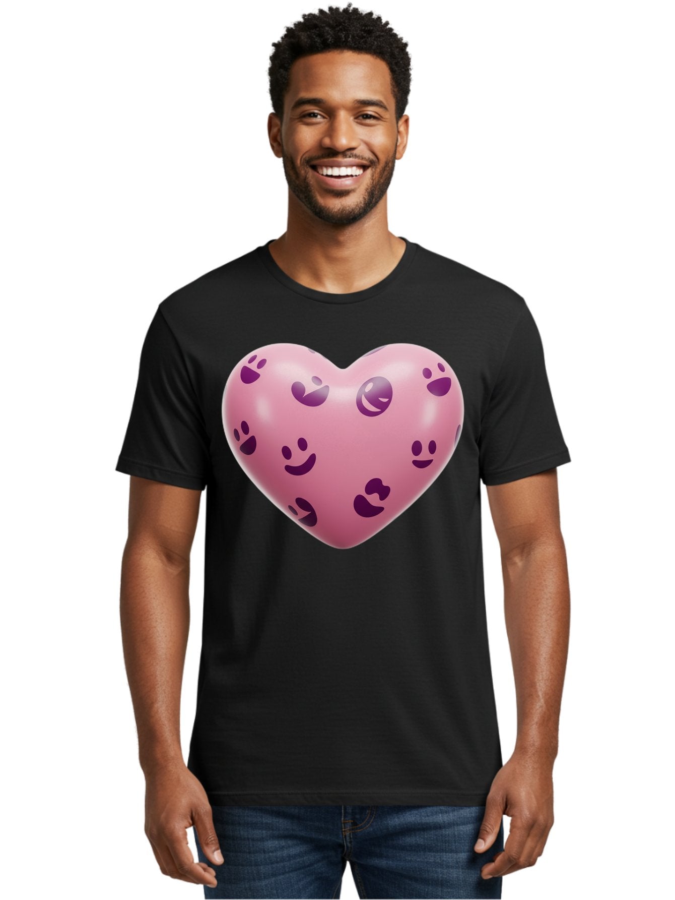 Pink-Heart-With-Purple-Emoji-Faces Men'S Graphic Tee, 100% Cotton, Comfortable Casual Summer Wear, Machine Washable, Vintage Camera, Old Camera, Antique Camera, Black Camera, Classic Photography, Photography Equipment, Nostalgic Device, Baj684 23