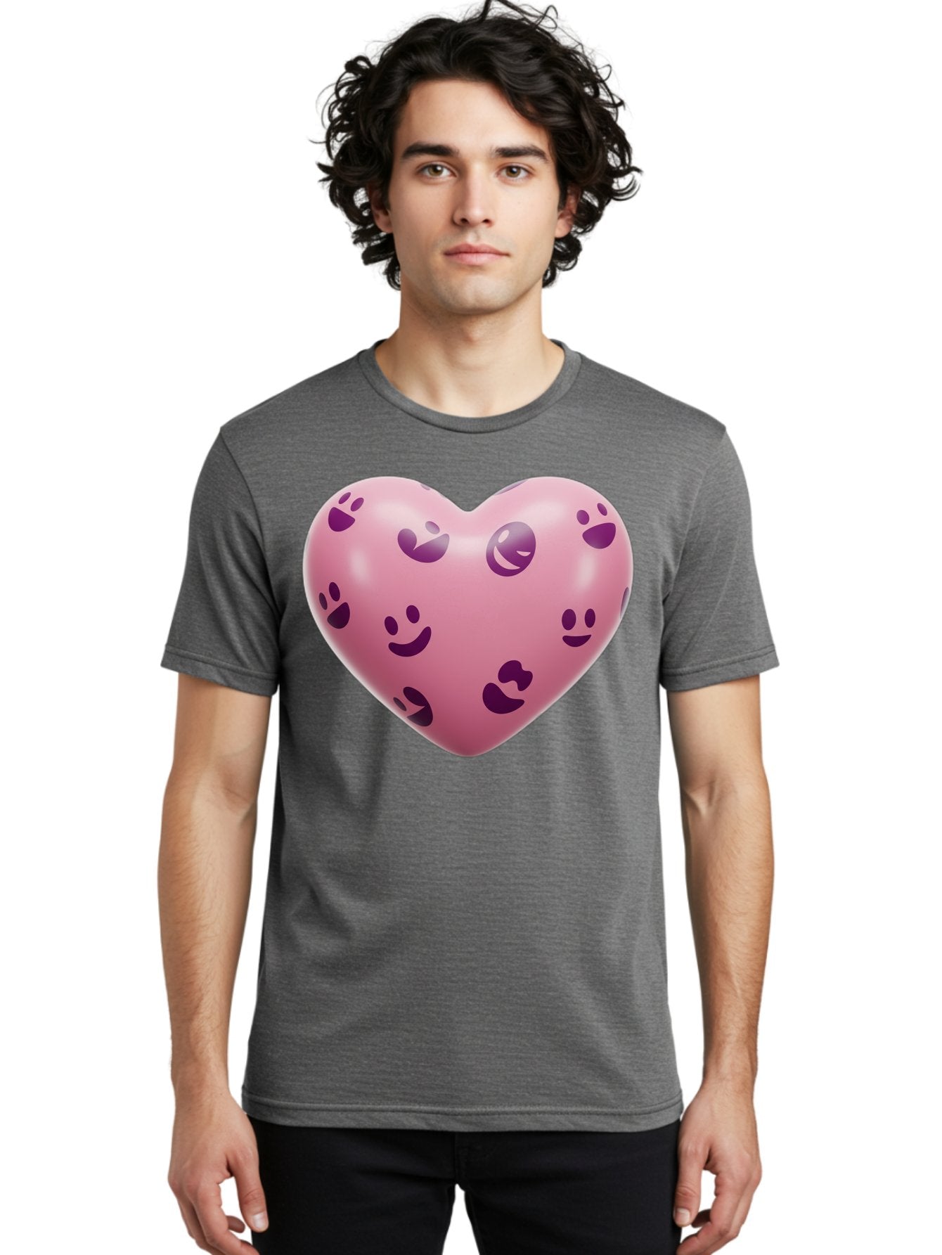 Pink-Heart-With-Purple-Emoji-Faces Men'S Graphic Tee, 100% Cotton, Comfortable Casual Summer Wear, Machine Washable, Vintage Camera, Old Camera, Antique Camera, Black Camera, Classic Photography, Photography Equipment, Nostalgic Device, Baj684 26