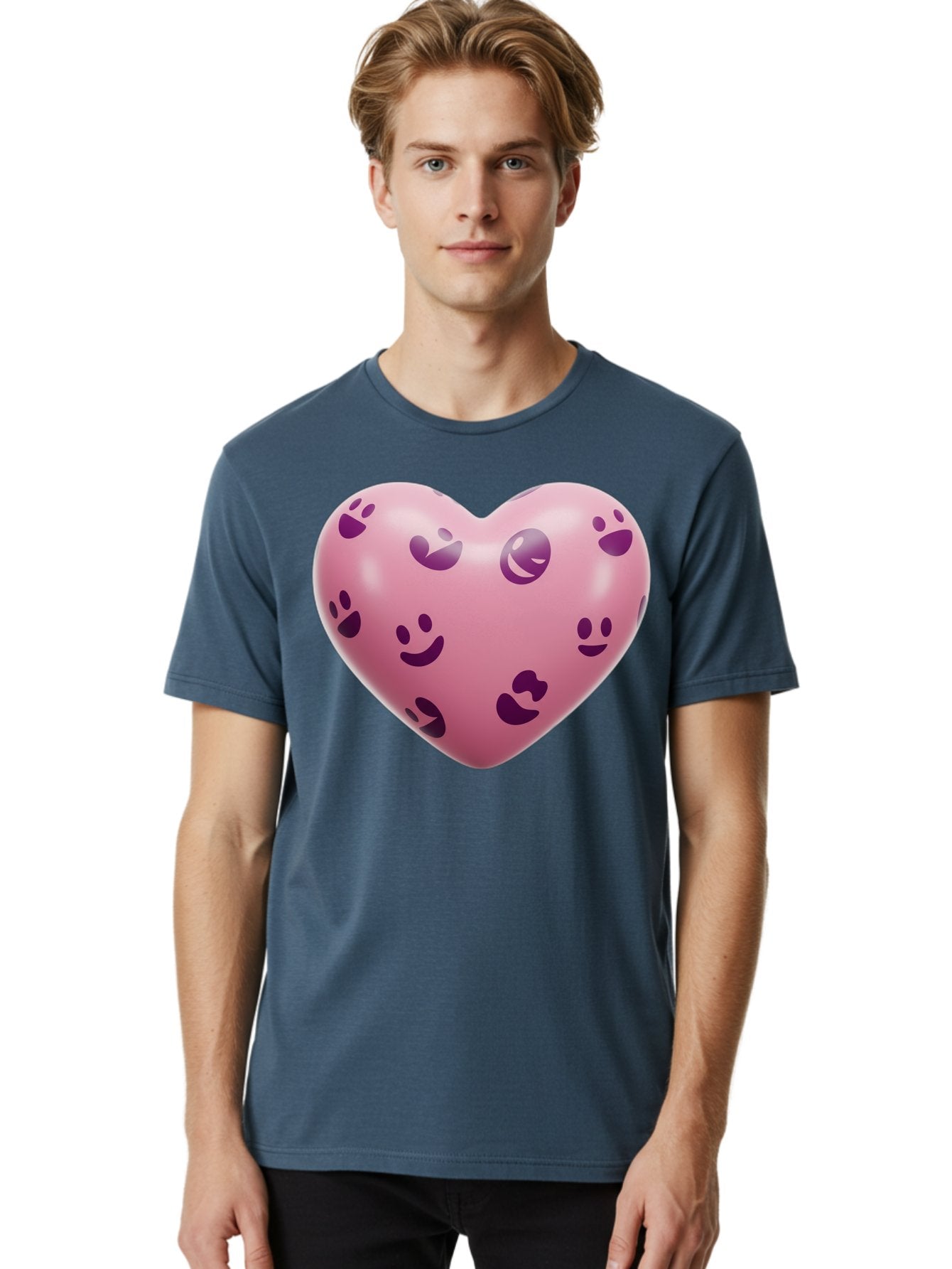 Pink-Heart-With-Purple-Emoji-Faces Men'S Graphic Tee, 100% Cotton, Comfortable Casual Summer Wear, Machine Washable, Vintage Camera, Old Camera, Antique Camera, Black Camera, Classic Photography, Photography Equipment, Nostalgic Device, Baj684 27