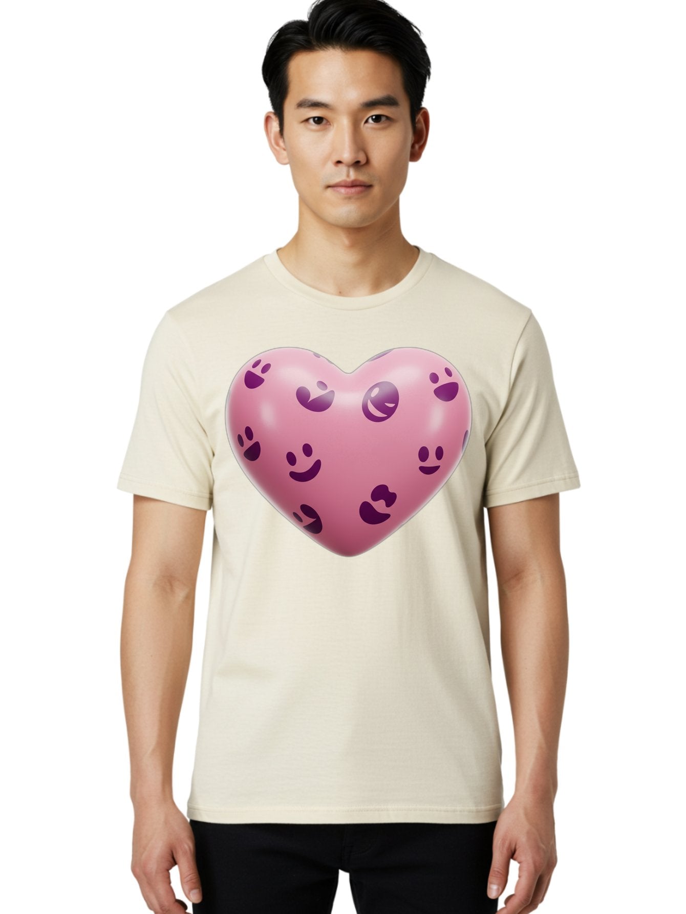 Pink-Heart-With-Purple-Emoji-Faces Men'S Graphic Tee, 100% Cotton, Comfortable Casual Summer Wear, Machine Washable, Vintage Camera, Old Camera, Antique Camera, Black Camera, Classic Photography, Photography Equipment, Nostalgic Device, Baj684 16