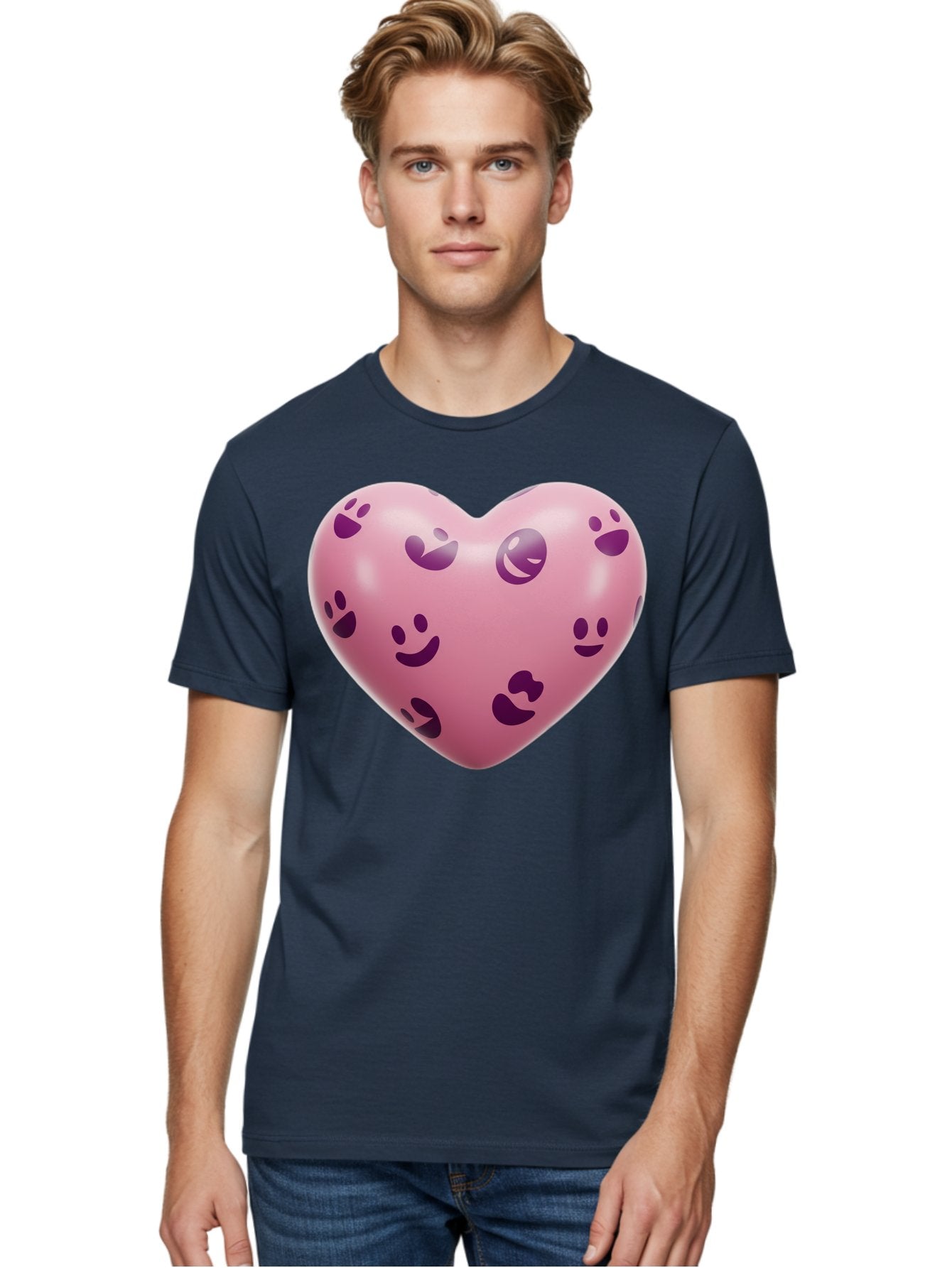 Pink-Heart-With-Purple-Emoji-Faces Men'S Graphic Tee, 100% Cotton, Comfortable Casual Summer Wear, Machine Washable, Vintage Camera, Old Camera, Antique Camera, Black Camera, Classic Photography, Photography Equipment, Nostalgic Device, Baj684 30