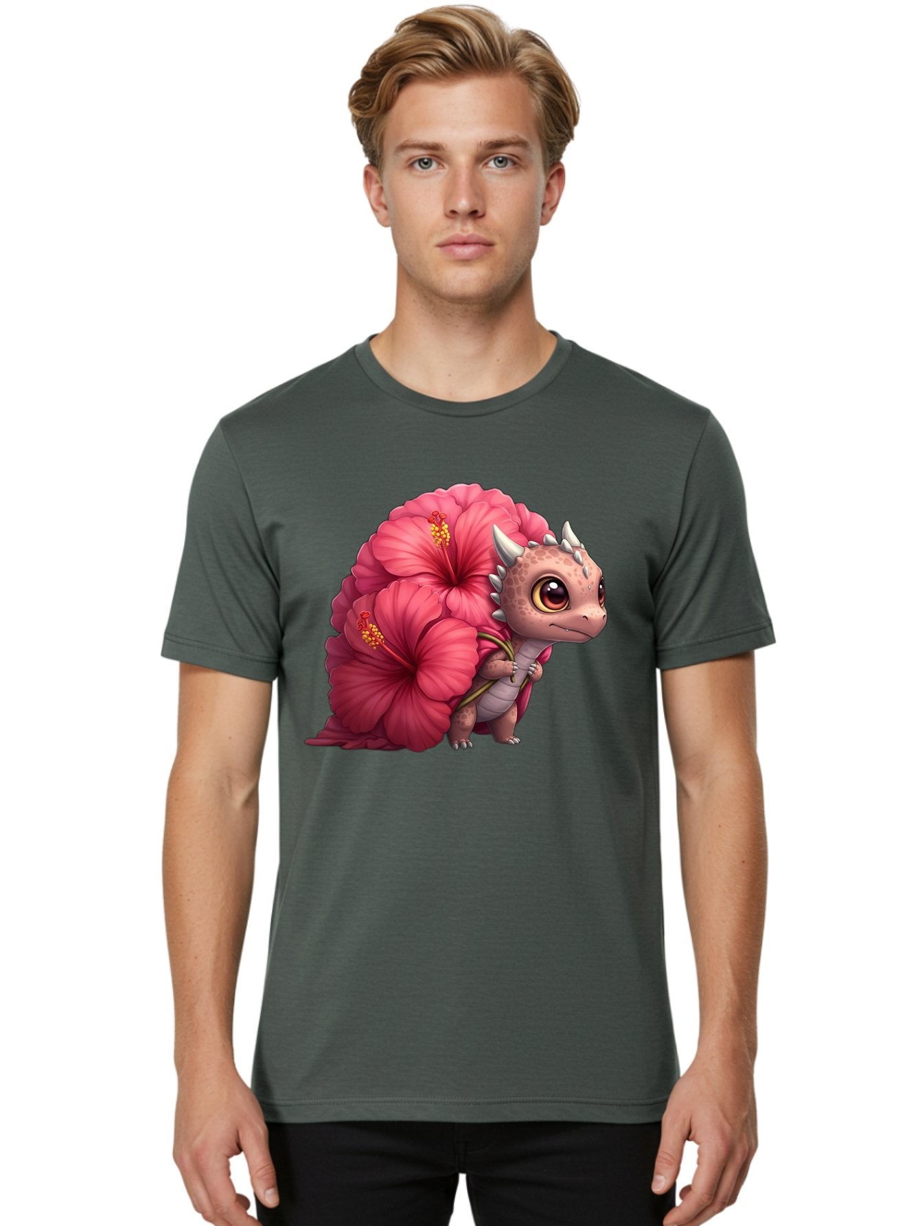 Pink-Hibiscus-Dinosaur Men'S Graphic Tee, 100% Cotton, Comfortable Casual Summer Wear, Machine Washable, Vintage Camera, Old Camera, Antique Camera, Black Camera, Classic Photography, Photography Equipment, Nostalgic Device, Film Camera, Baj686 26