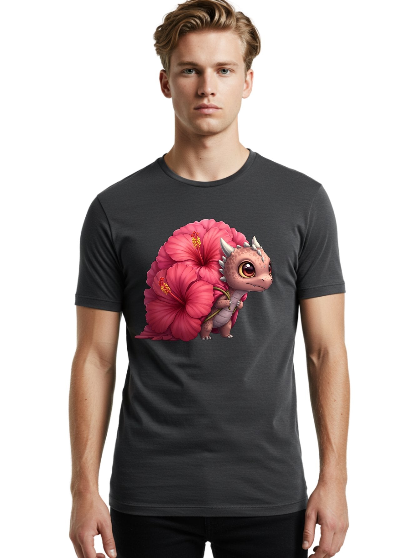 Pink-Hibiscus-Dinosaur Men'S Graphic Tee, 100% Cotton, Comfortable Casual Summer Wear, Machine Washable, Vintage Camera, Old Camera, Antique Camera, Black Camera, Classic Photography, Photography Equipment, Nostalgic Device, Film Camera, Baj686 20