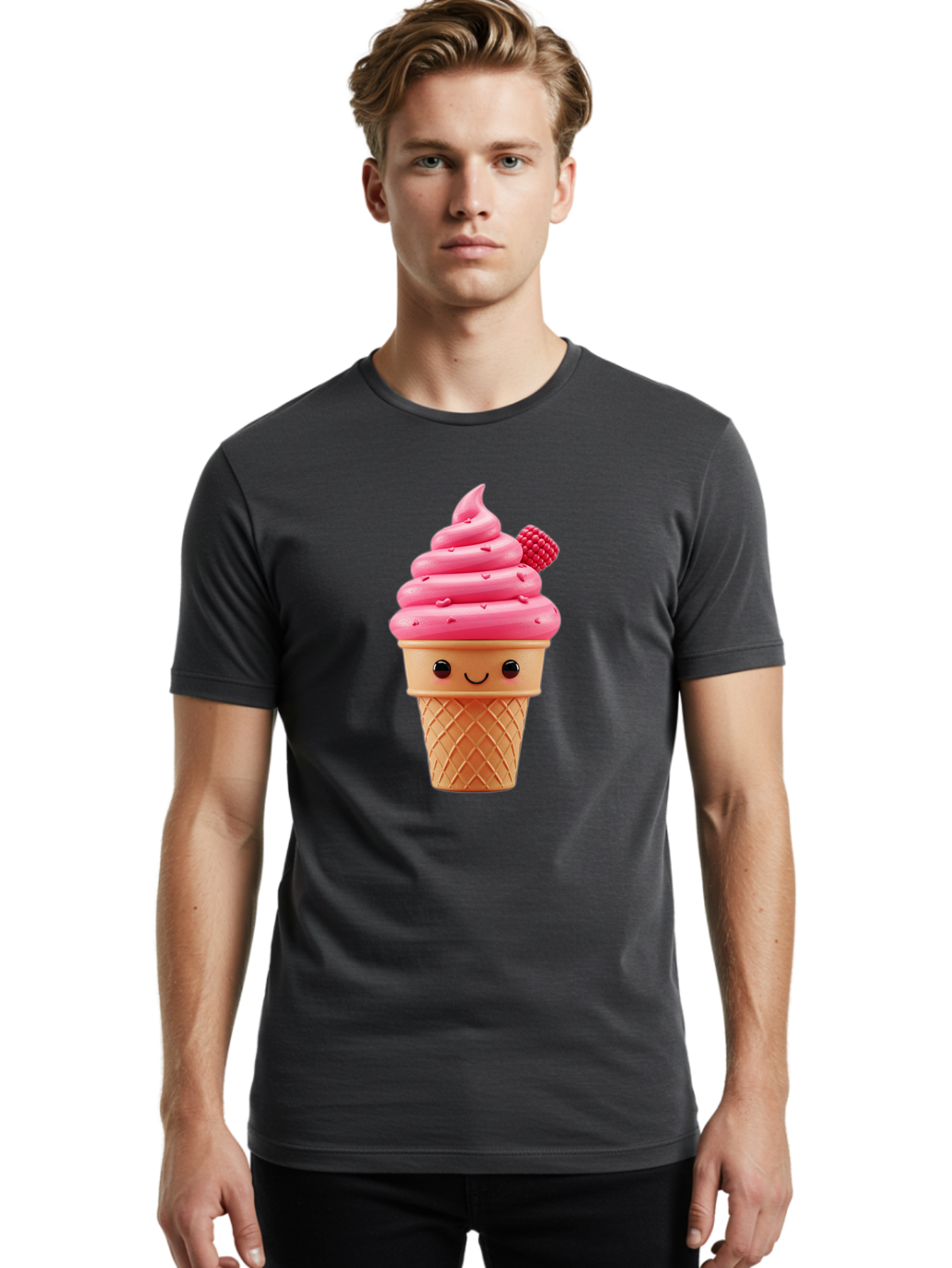 Pink-Ice-Cream-Cone-1 Men'S Graphic Tee, 100% Cotton, Comfortable Casual Summer Wear, Machine Washable, Vintage Camera, Old Camera, Antique Camera, Black Camera, Classic Photography, Photography Equipment, Nostalgic Device, Film Camera, Baj687 20