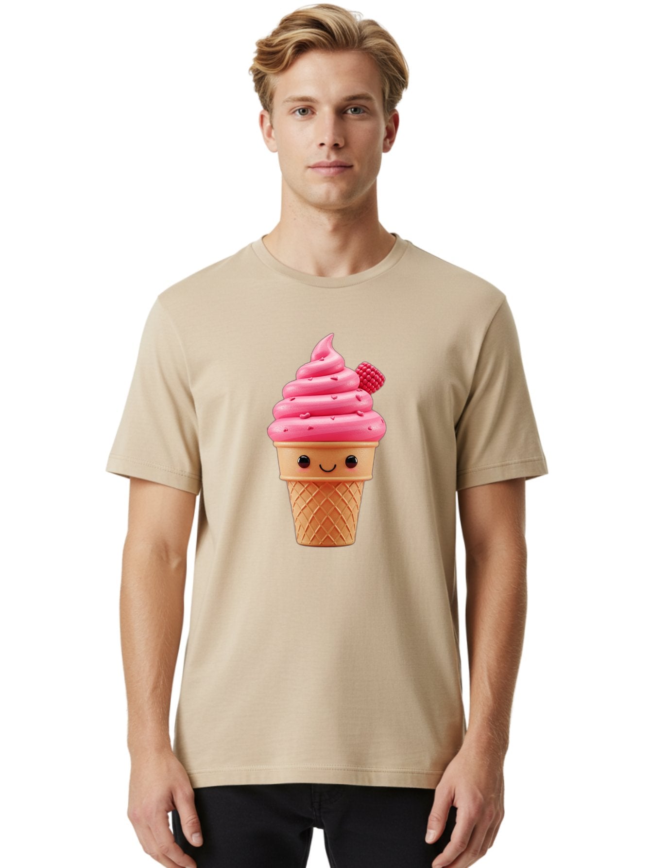 Pink-Ice-Cream-Cone-1 Men'S Graphic Tee, 100% Cotton, Comfortable Casual Summer Wear, Machine Washable, Vintage Camera, Old Camera, Antique Camera, Black Camera, Classic Photography, Photography Equipment, Nostalgic Device, Film Camera, Baj687 23