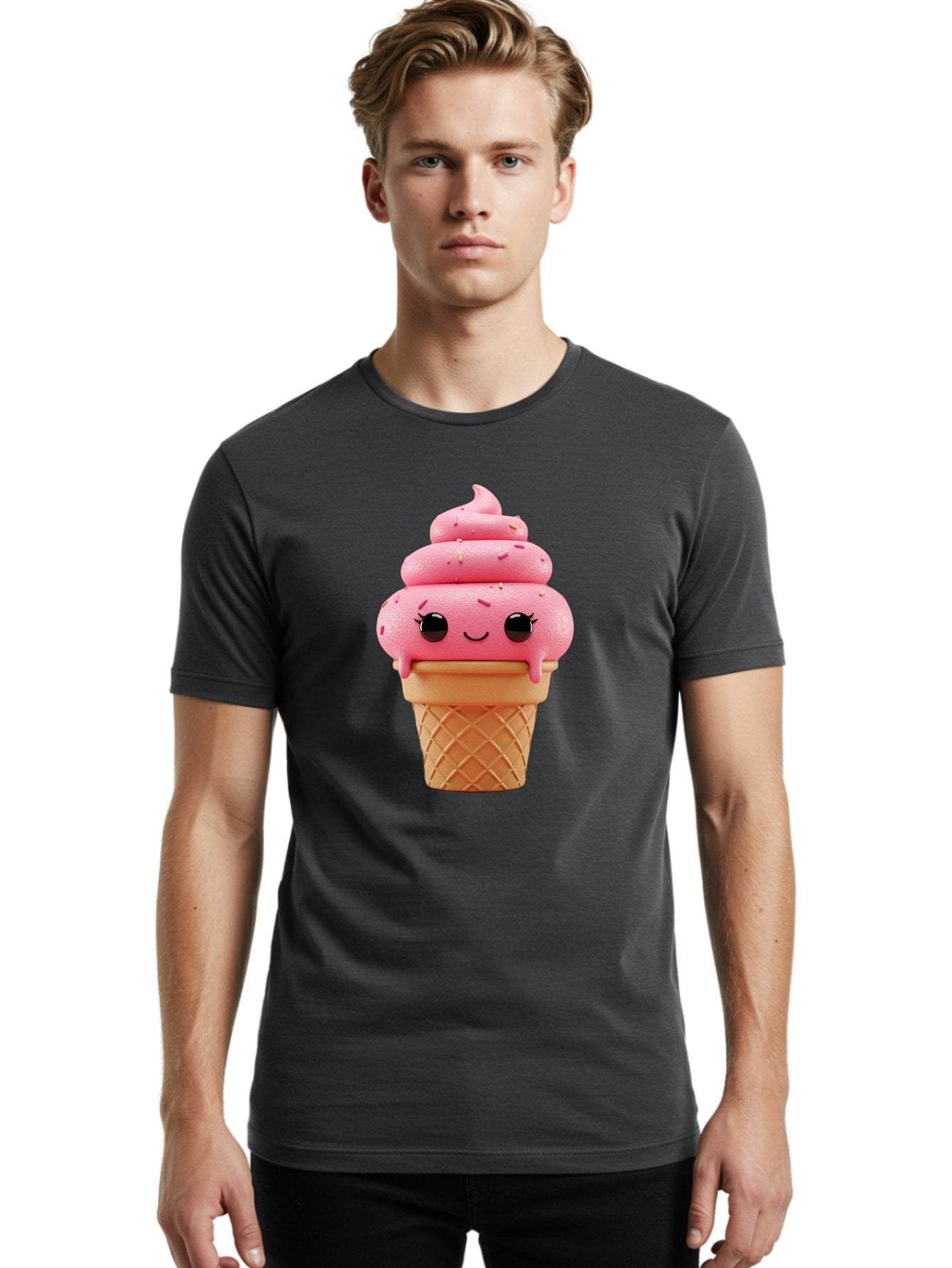 Pink-Ice-Cream Men'S Graphic Tee, 100% Cotton, Comfortable Casual Summer Wear, Machine Washable, Vintage Camera, Old Camera, Antique Camera, Black Camera, Classic Photography, Photography Equipment, Nostalgic Device, Film Camera, Camera Art Baj689 29