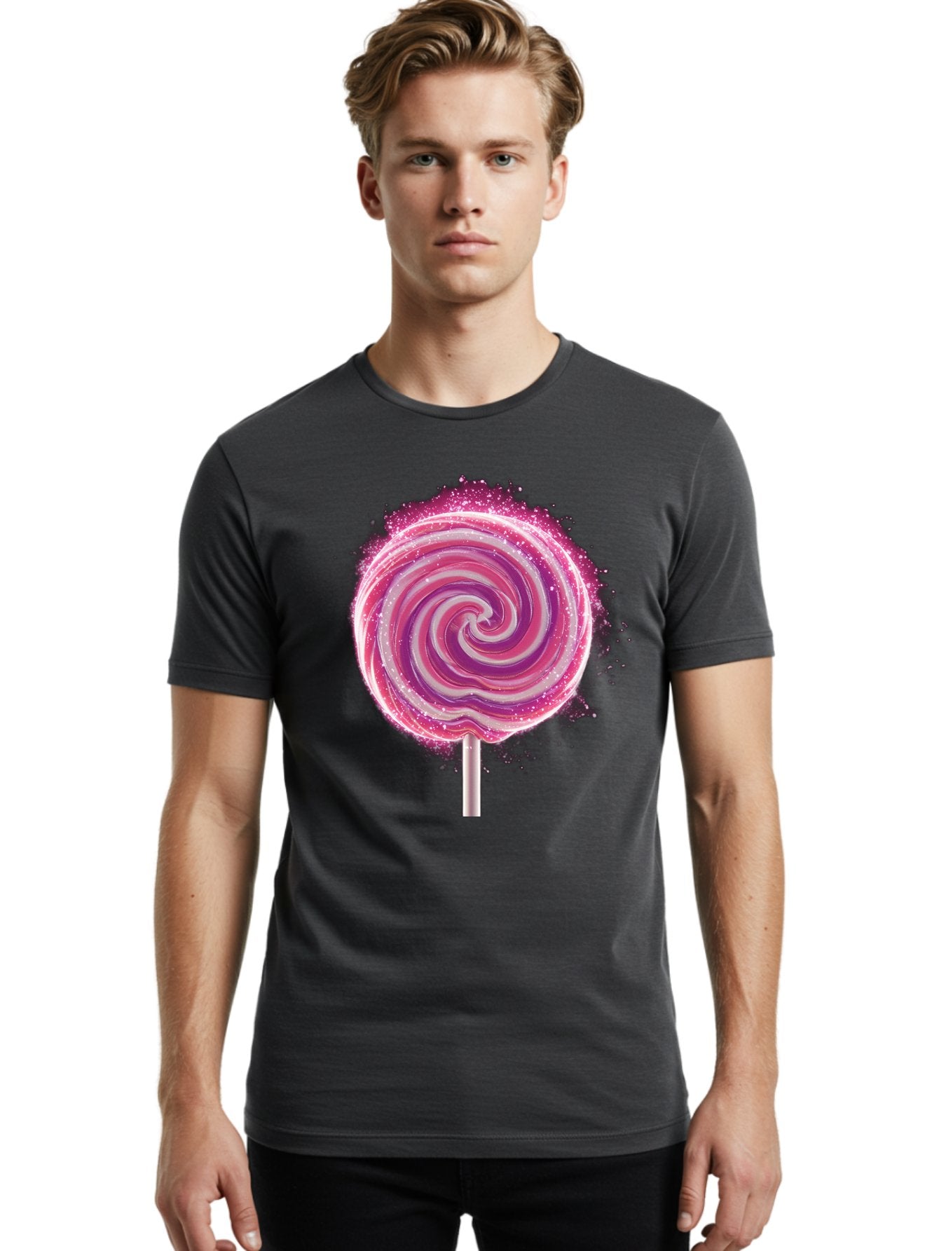 Pink-Swirl-Lollipop Men'S Graphic Tee, 100% Cotton, Comfortable Casual Summer Wear, Machine Washable, Vintage Camera, Old Camera, Antique Camera, Black Camera, Classic Photography, Photography Equipment, Nostalgic Device, Film Camera, Baj695 20