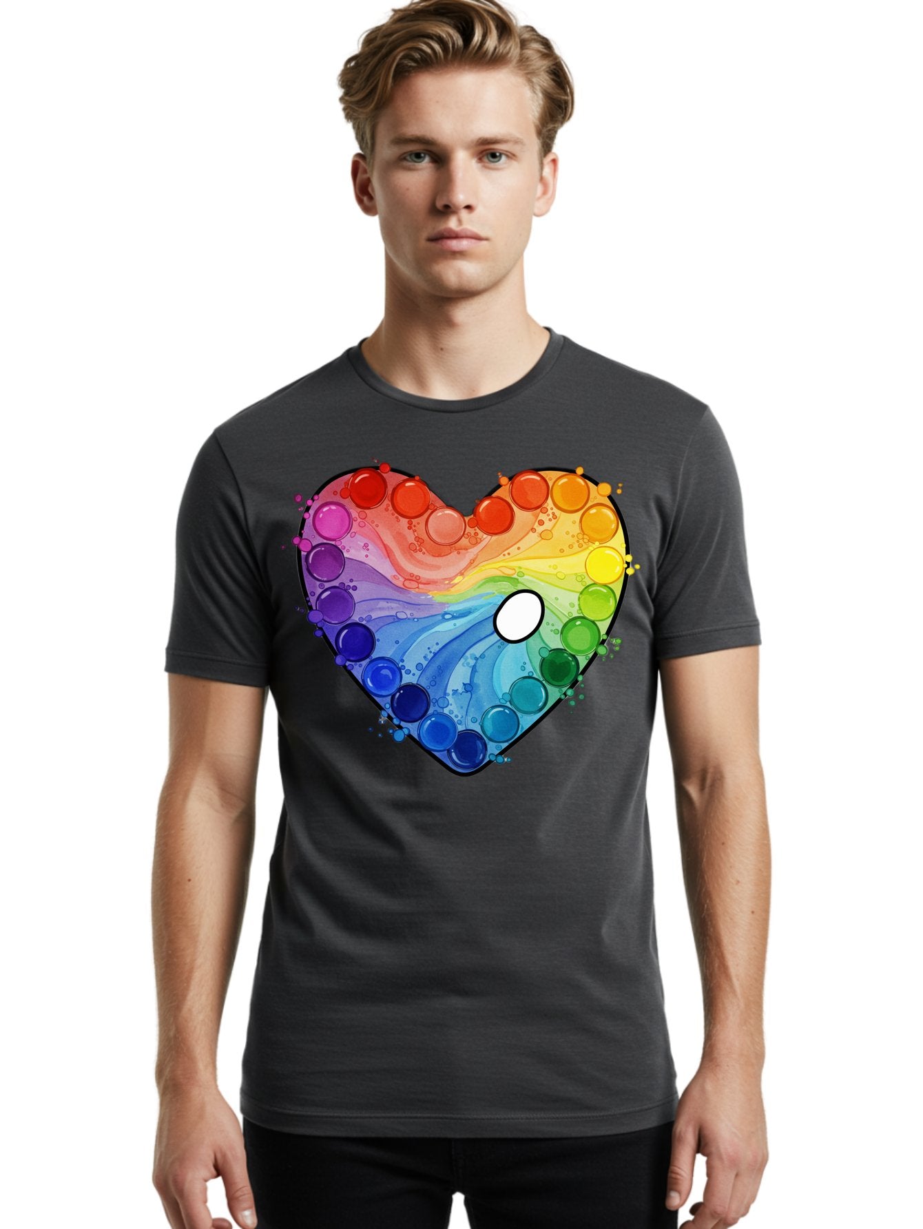 Pop-It-Heart-1 Men'S Graphic Tee, 100% Cotton, Comfortable Casual Summer Wear, Machine Washable, Vintage Camera, Old Camera, Antique Camera, Black Camera, Classic Photography, Photography Equipment, Nostalgic Device, Film Camera, Camera Art Baj698 28