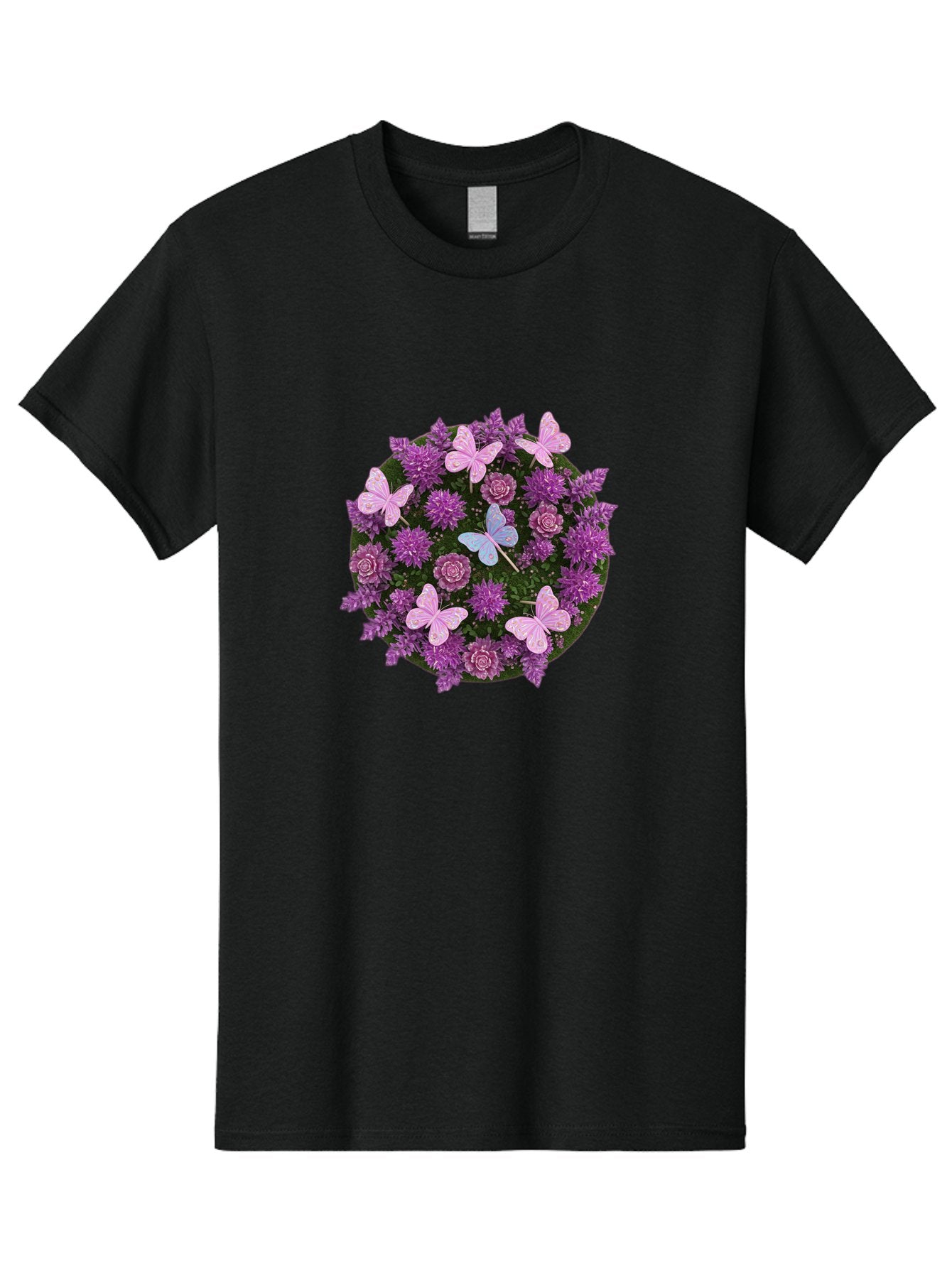 Purple-Flowers-With-Butterflies Men'S Graphic Tee, 100% Cotton, Comfortable Casual Summer Wear, Machine Washable, Vintage Camera, Old Camera, Antique Camera, Black Camera, Classic Photography, Photography Equipment, Nostalgic Device, Baj713 8