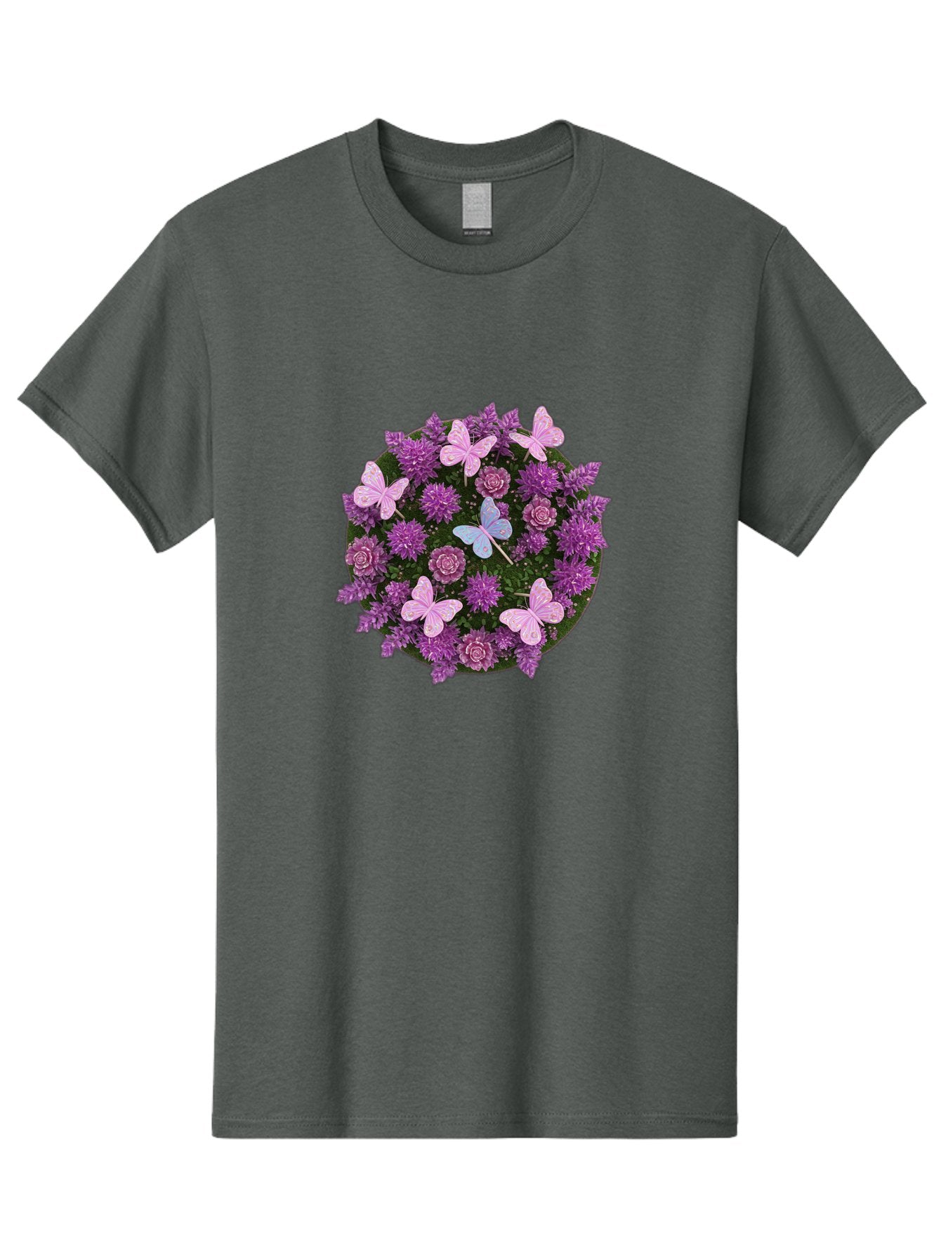 Purple-Flowers-With-Butterflies Men'S Graphic Tee, 100% Cotton, Comfortable Casual Summer Wear, Machine Washable, Vintage Camera, Old Camera, Antique Camera, Black Camera, Classic Photography, Photography Equipment, Nostalgic Device, Baj713 9