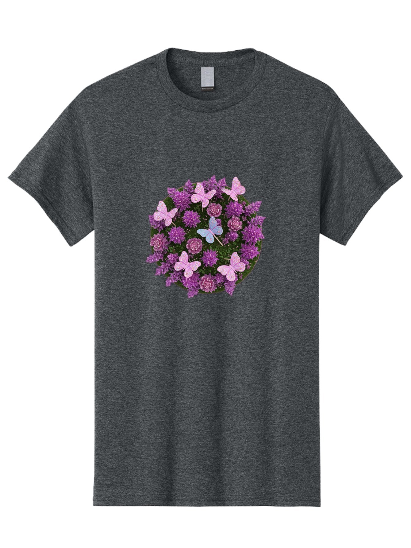 Purple-Flowers-With-Butterflies Men'S Graphic Tee, 100% Cotton, Comfortable Casual Summer Wear, Machine Washable, Vintage Camera, Old Camera, Antique Camera, Black Camera, Classic Photography, Photography Equipment, Nostalgic Device, Baj713 12