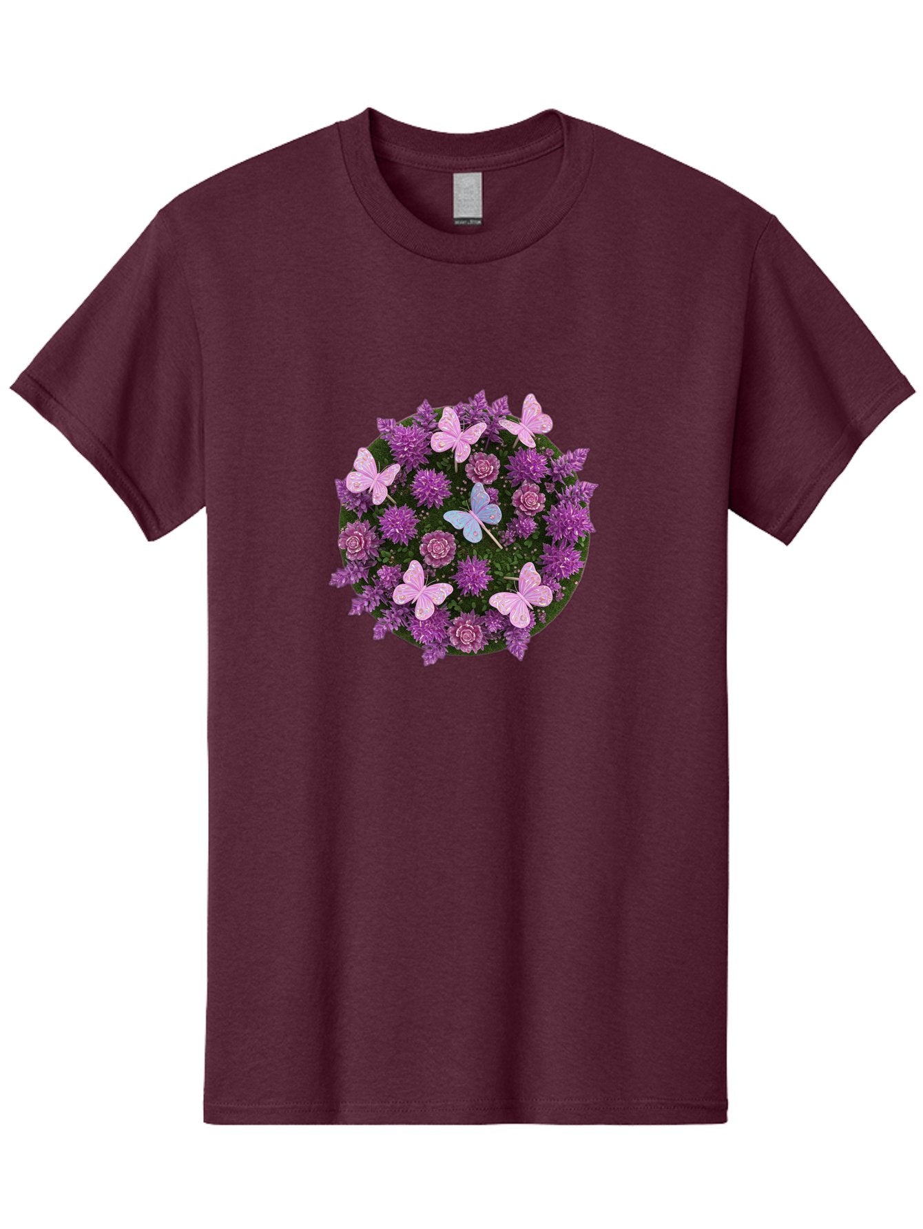 Purple-Flowers-With-Butterflies Men'S Graphic Tee, 100% Cotton, Comfortable Casual Summer Wear, Machine Washable, Vintage Camera, Old Camera, Antique Camera, Black Camera, Classic Photography, Photography Equipment, Nostalgic Device, Baj713 6