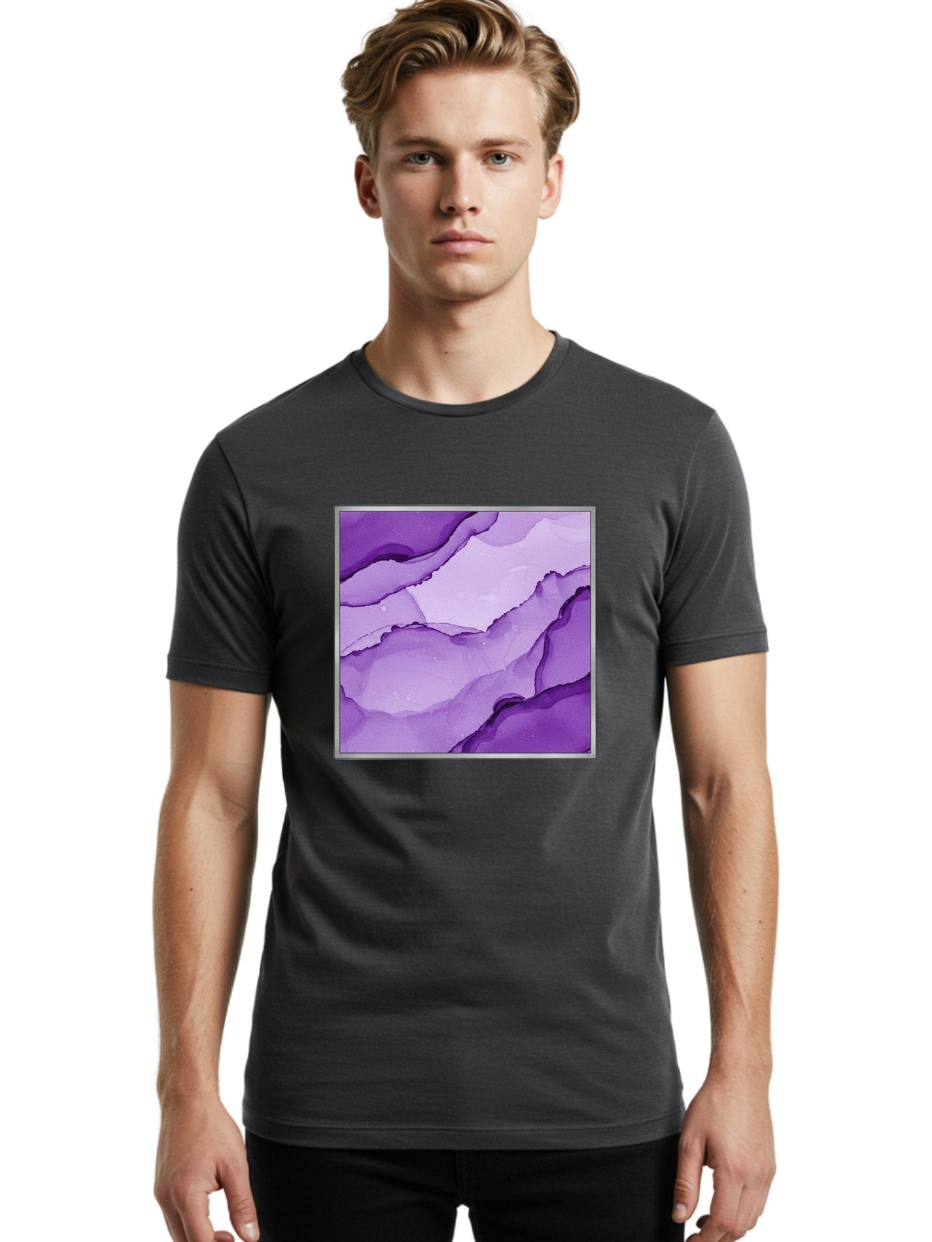 Purple-Marble-Pattern Men'S Graphic Tee, 100% Cotton, Comfortable Casual Summer Wear, Machine Washable, Vintage Camera, Old Camera, Antique Camera, Black Camera, Classic Photography, Photography Equipment, Nostalgic Device, Film Camera, Baj714 25